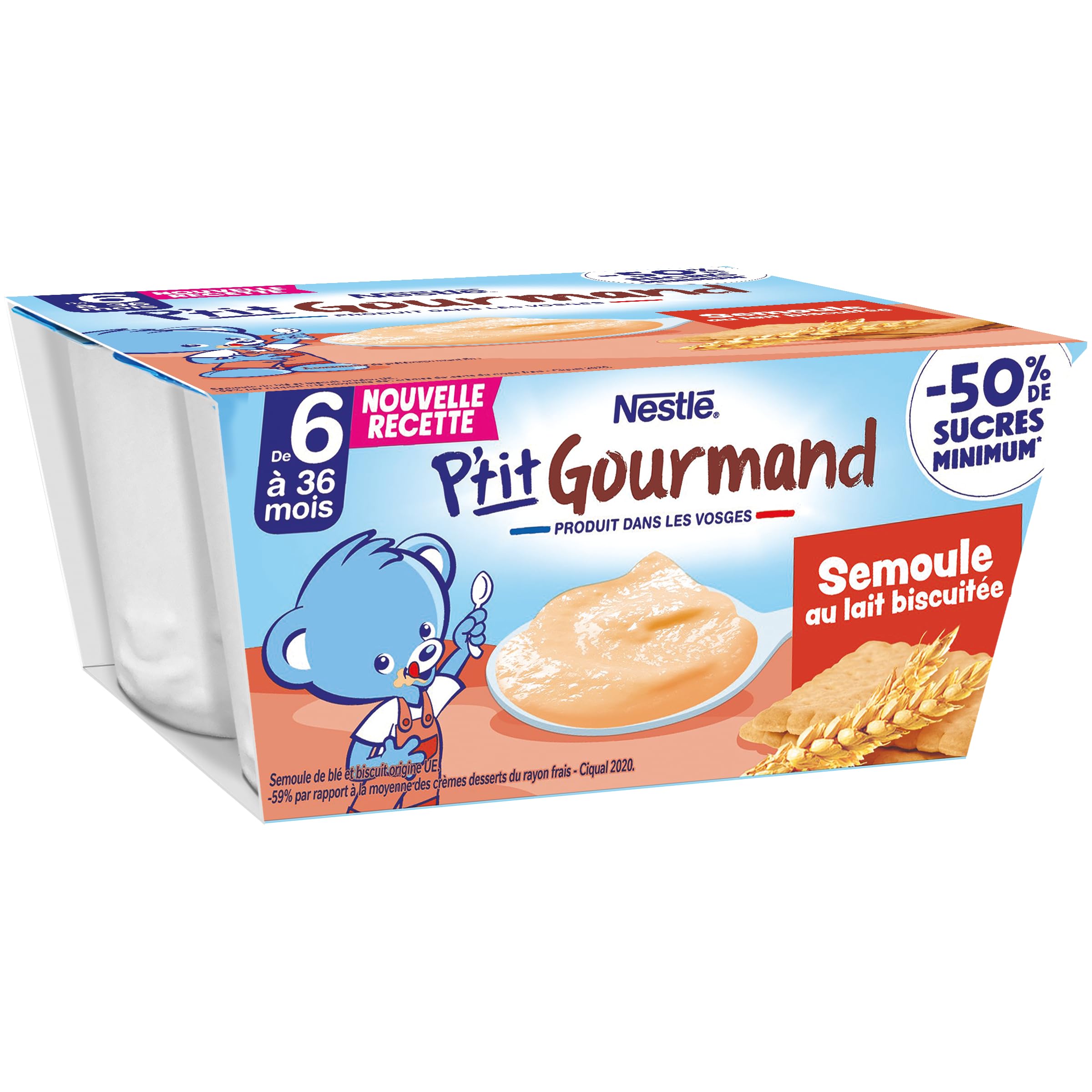 NaturNes - P’tit Gourmand Semoule au Lait Biscuité 6 Mois Coupelle 4 x 100g | NaturNes - P’tit Gourmand Semoule au Lait Biscuité 6 Mois Coupelle 4 x 100g
