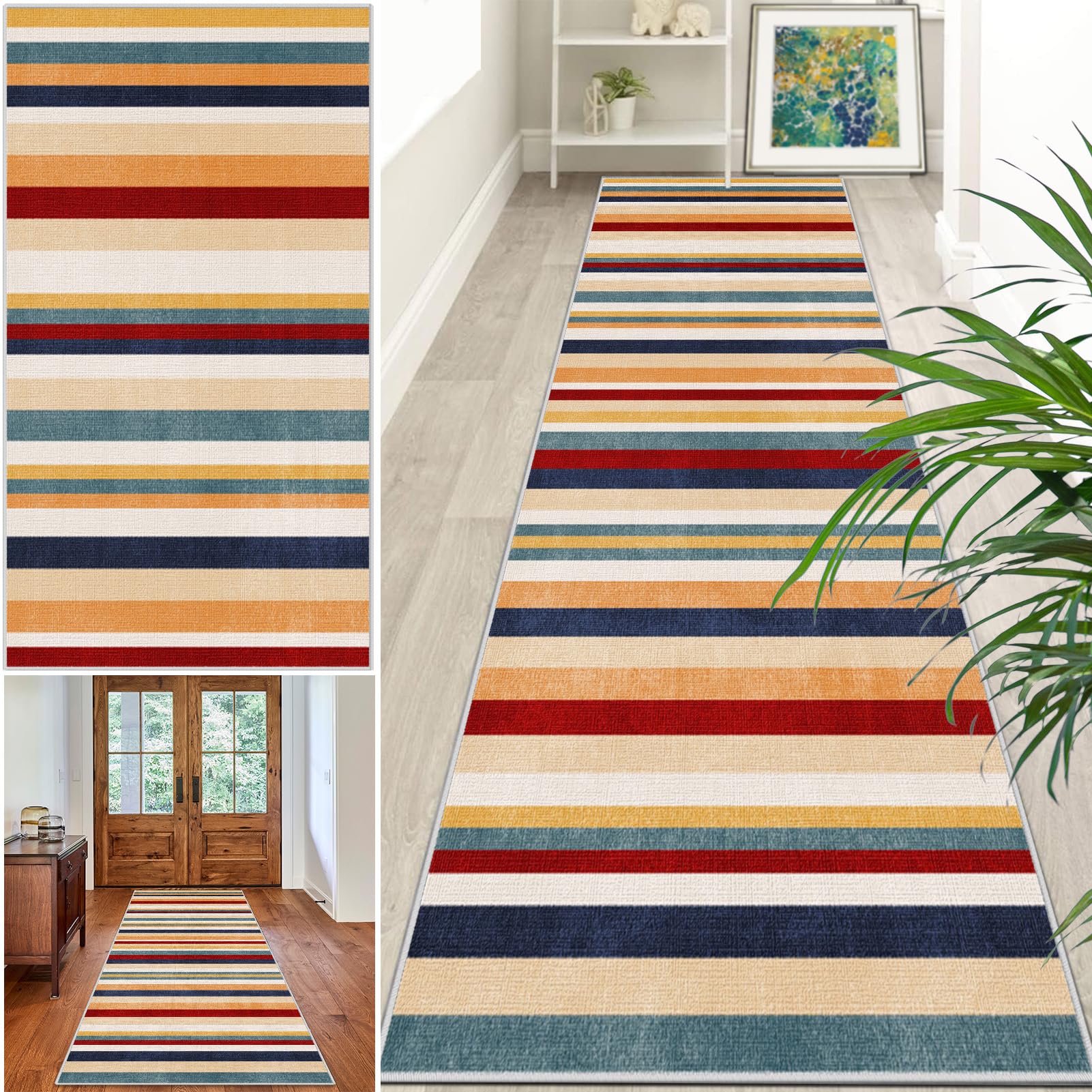 Extra Long Runner Rugs for Hallway Non Slip Carpet Absorbent Runner Rug Carpet Runners for Kitchen Hallway Runner Kitchen Rug Entrance Large 50 x 200 cm Stair Runner Rug Machine Washable Door Mat