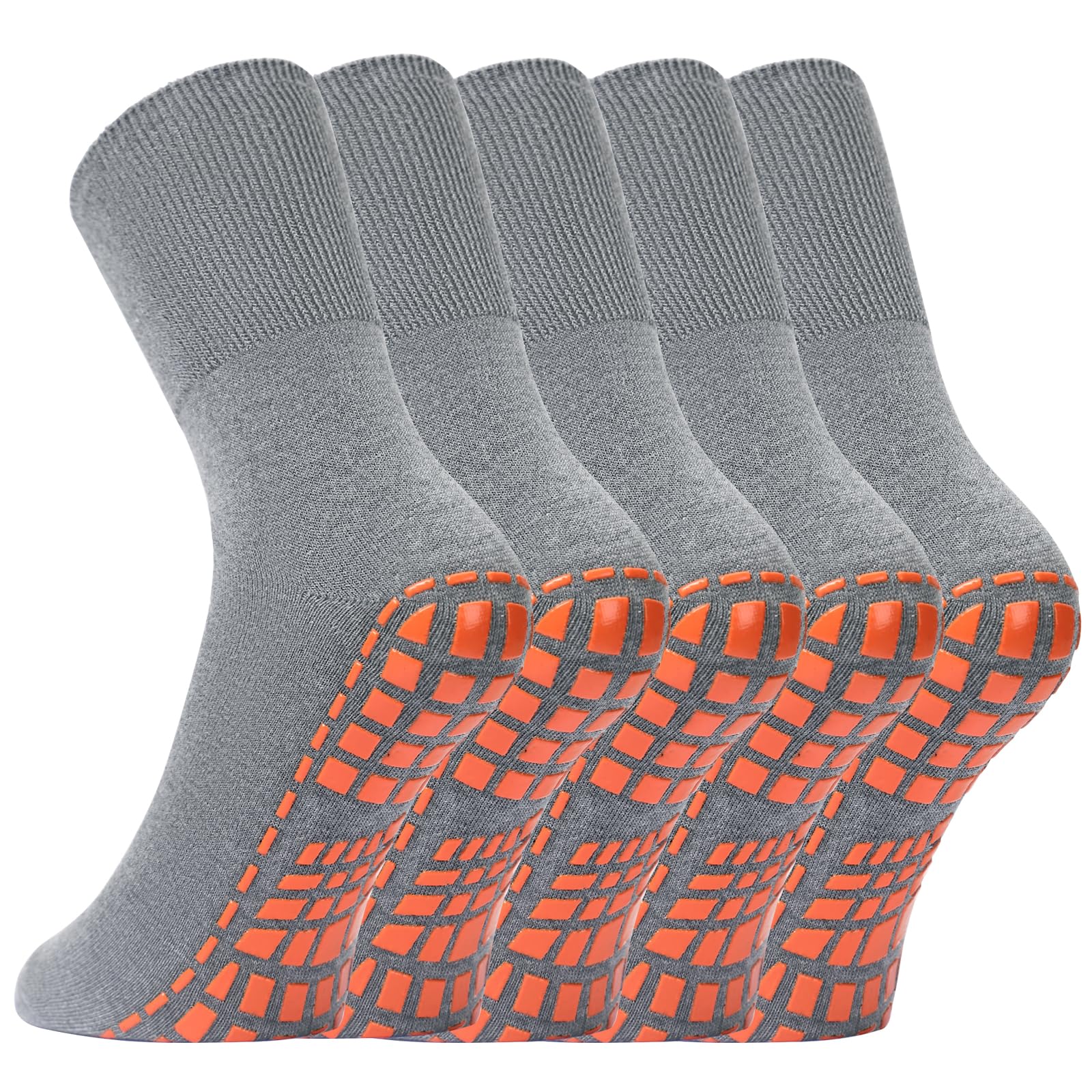 NOVAYARD 5 Pairs Non Slip Socks Hospital Crew Non Skid Yoga Pilates Slipper Socks for Men Women
