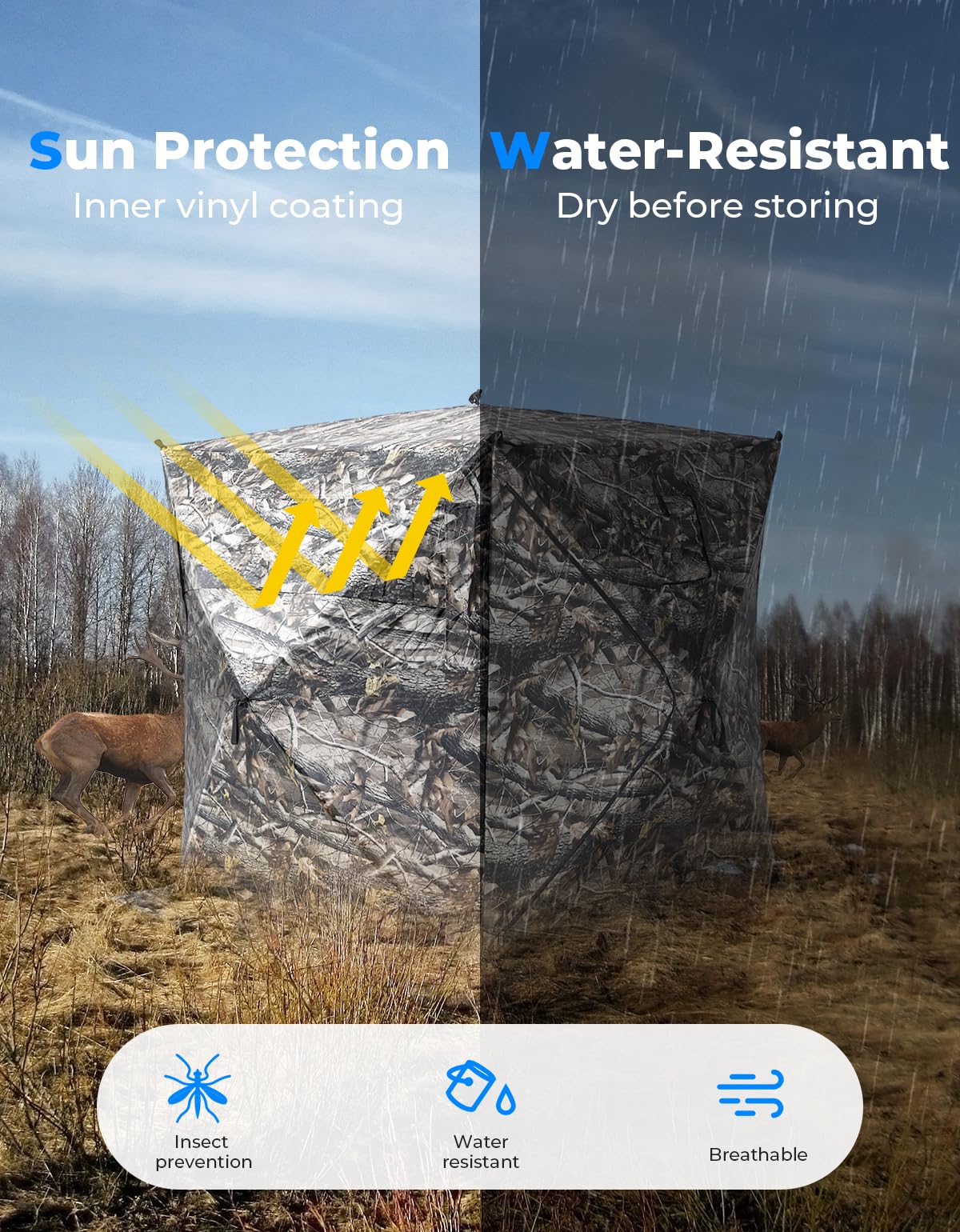 Refugio Caza Con Alfombrilla Impermeable Persiana De Caza 360° Transparente - Tienda 2-3 Personas Desplegable Puesto De Caza