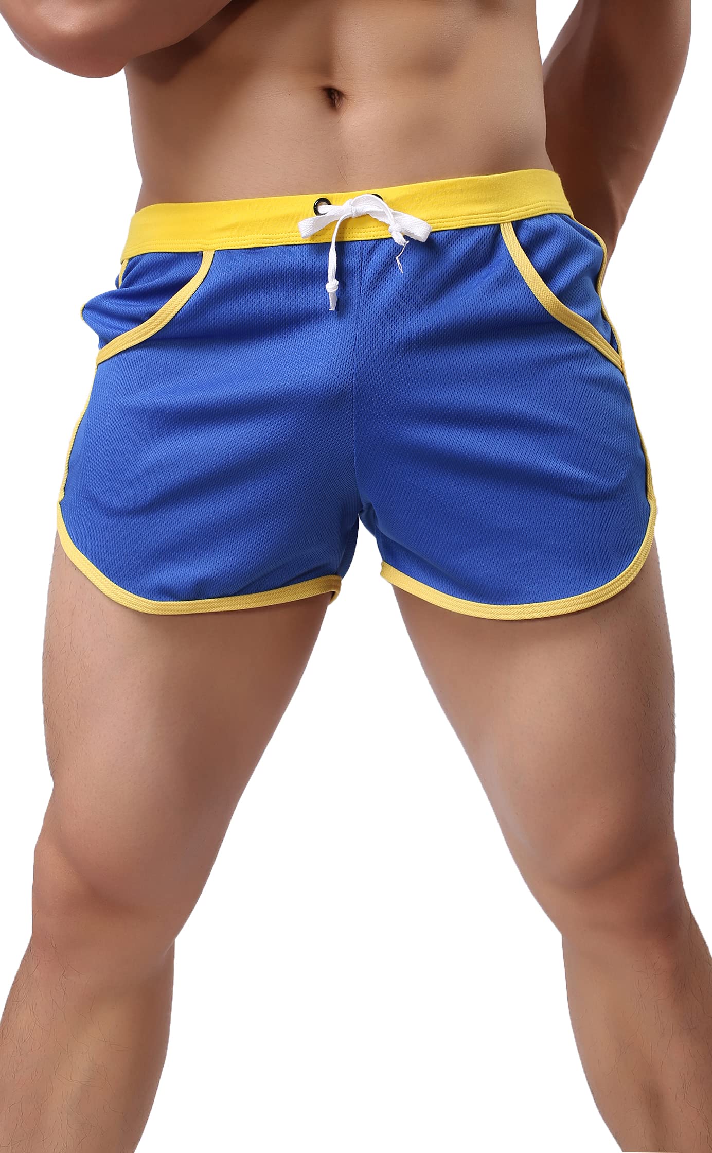 Linemoon Mens Mesh Workout Gym Running Shorts Bodybuilding Athletic Retro Short Shorts