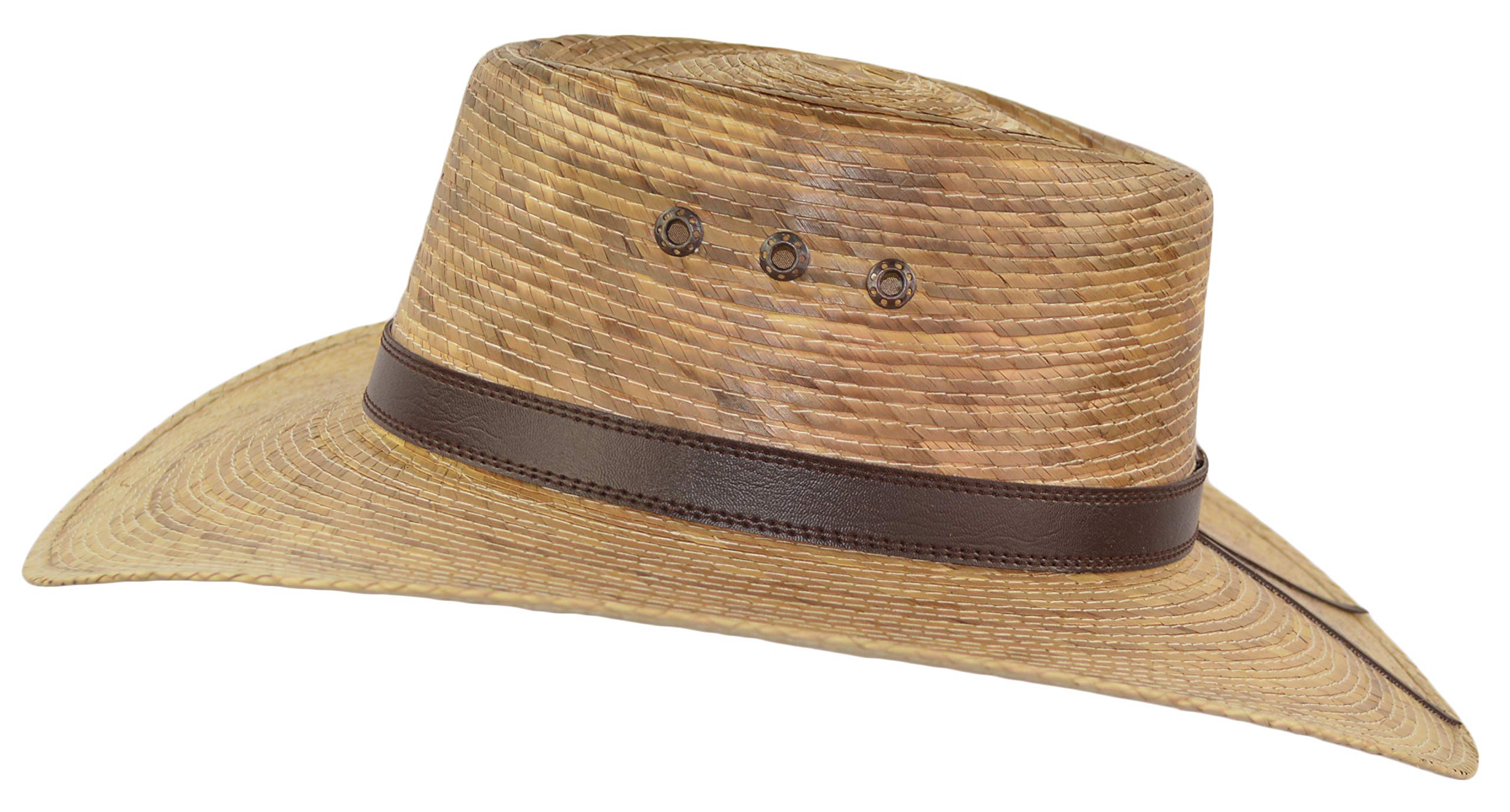 Mexican Palm Leaf Straw Gambler Bolero Sun Hat Classic Gaucho Cowboy Flex Fit Hat Natural product thumbnail 3