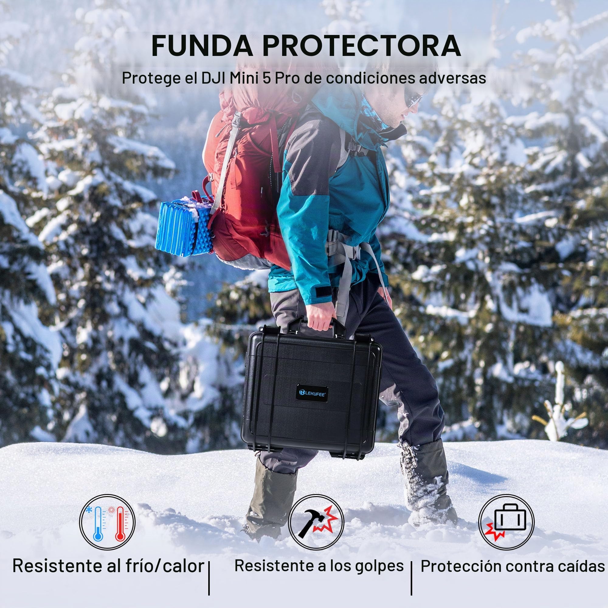 LEKUFEE Maleta Rígido e Impermeable para dron dji Mini 5 Pro, Pack dji Mini 5 Pro Vuela Más, RC 2/RC N3, 6 baterías, Centro de Carga bidireccional y Otros Accesorios (Solo Estuche)