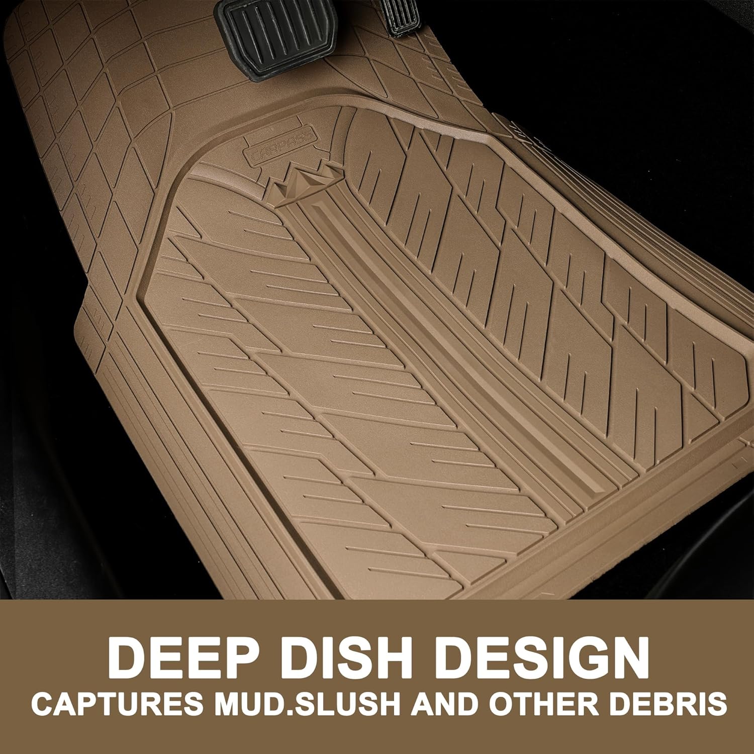 CAR PASS Heavy Rubber Car Floor Mats, Deep Waterproof Car Mats All Weather, Universal Trim-to Fit Automotive Floor Mats for Car SUV Truck Van, Durable Floor Liners All Beige - Image 7