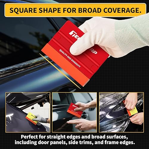 Vista 24 de Teckwrap - Escobilla de goma, fieltro y plástico de 4 pulgadas para calcomanías de vinilo para automóviles, herramienta de aplicación 1pcs Azul