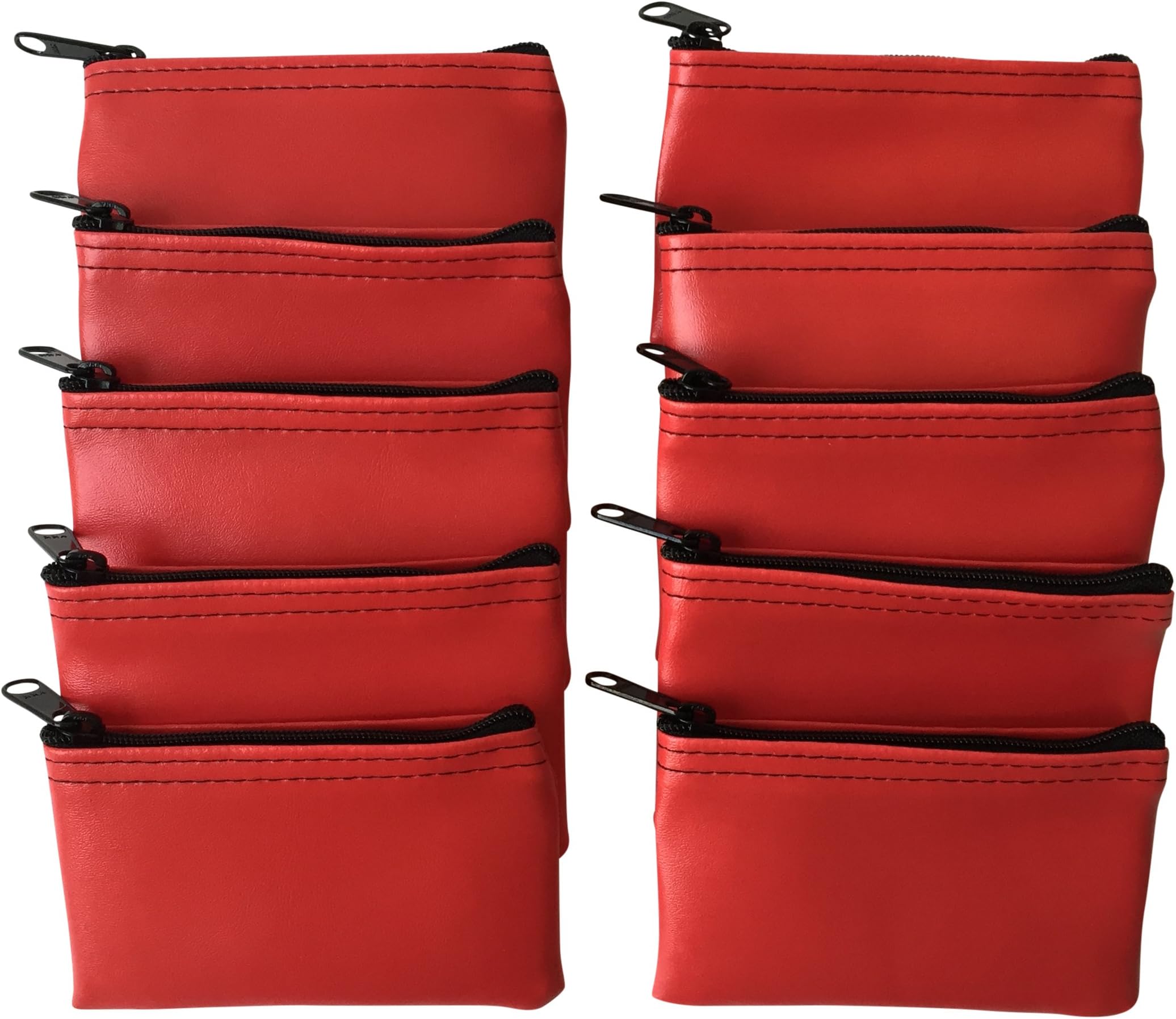 10-Pack Vinyl Zipper Bag Pouch Coin Purse Wallet 3" x 5" (Red)