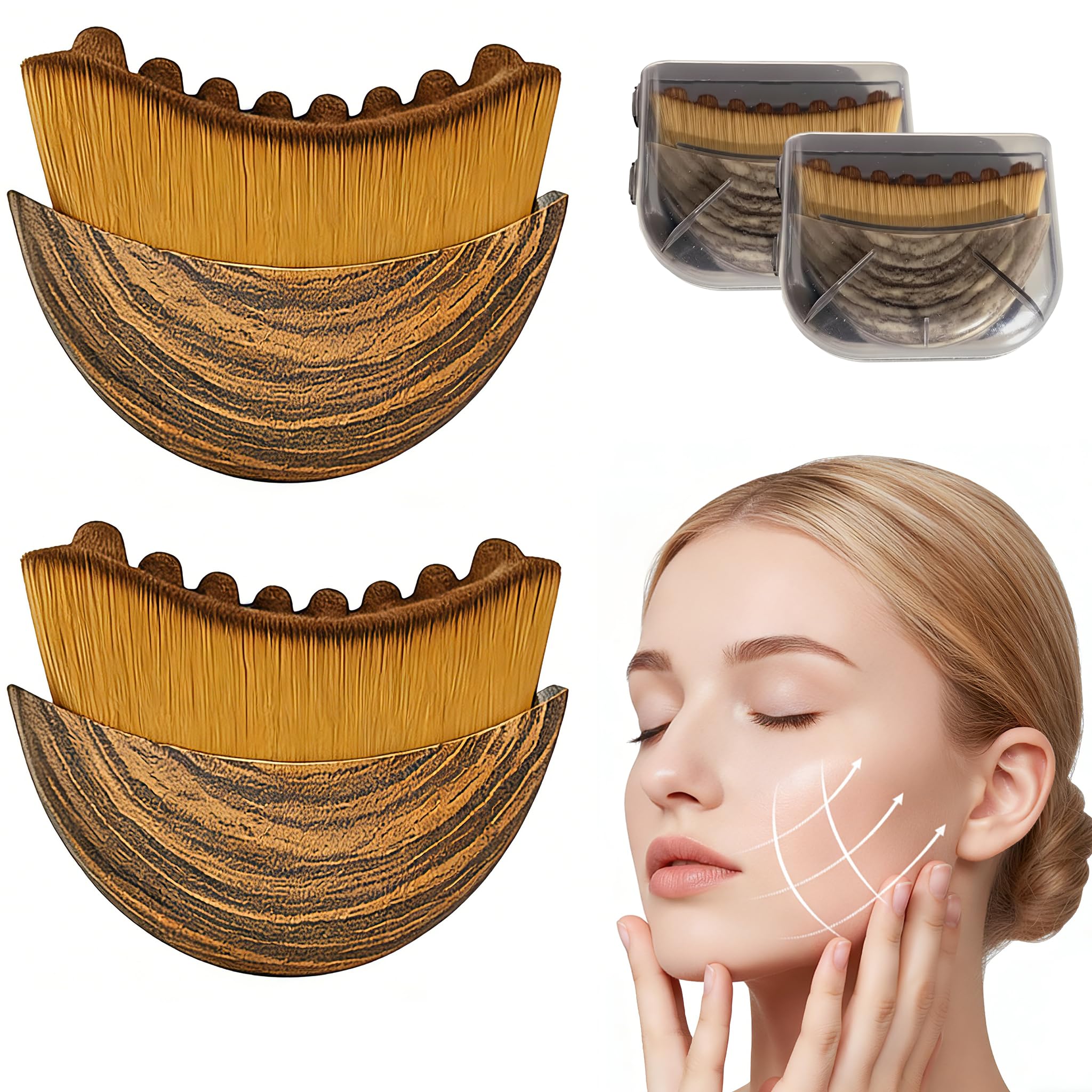 2PCS Lymphatic Contour Face Brush for Lymphatic Drainage Massager Tool for Face Neck Lifting Gua Sha Brush Jawline