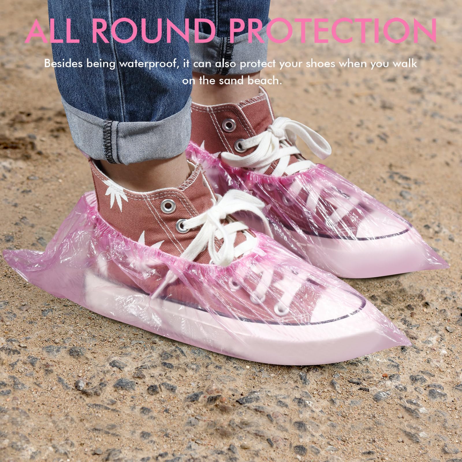 400 Pezzi (200 Paia) Copriscarpe Non Riutilizzabile e Copriscarpe per Pavimento, Moquette, Scarpe, Resistente Antiscivolo (Rosa)