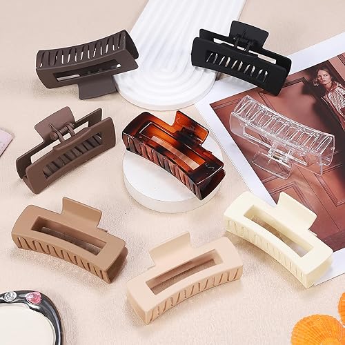 Miniatura 2 de Pinzas grandes para el cabello de 4.1 pulgadas, 8 pinzas rectangulares grandes para cabello grueso, pinzas de garra antideslizantes, pinzas
