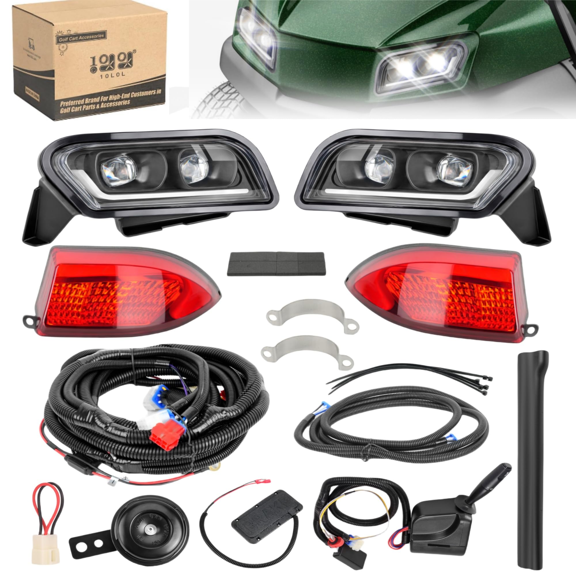 Photo 1 of 10L0L Golf Cart Headlight Kit - 12V/36V/48V Upgraded Daytime Running for Club Car Tempo with Turn Signal Brake and Hazard Light - Deluxe Golf Cart Street Legal Light Kit