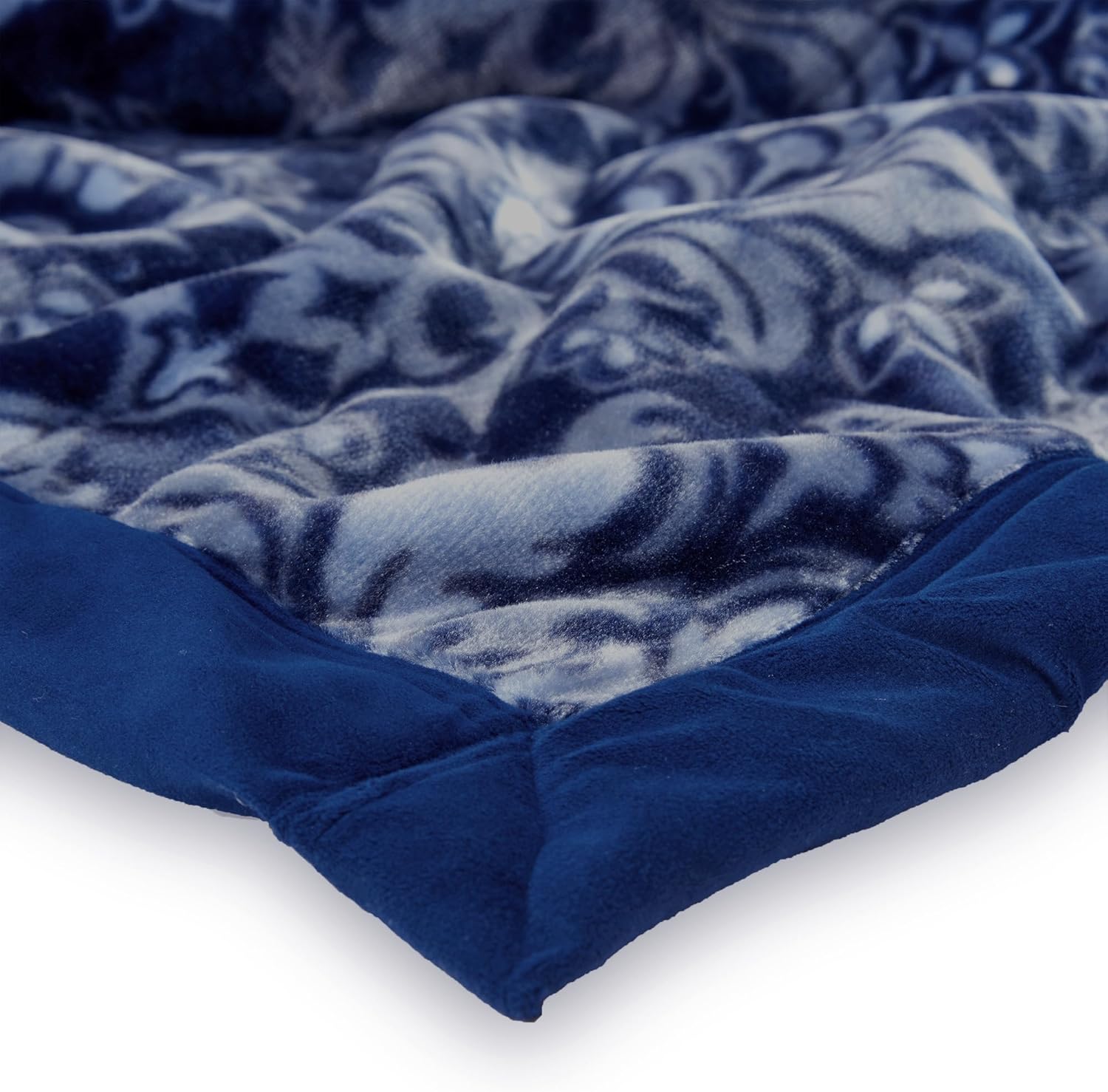 Northwest Ashford Home Cozy Ultimate Plush Throw Blanket, Marseille Damask Navy Twin Size 60 x 80 inches