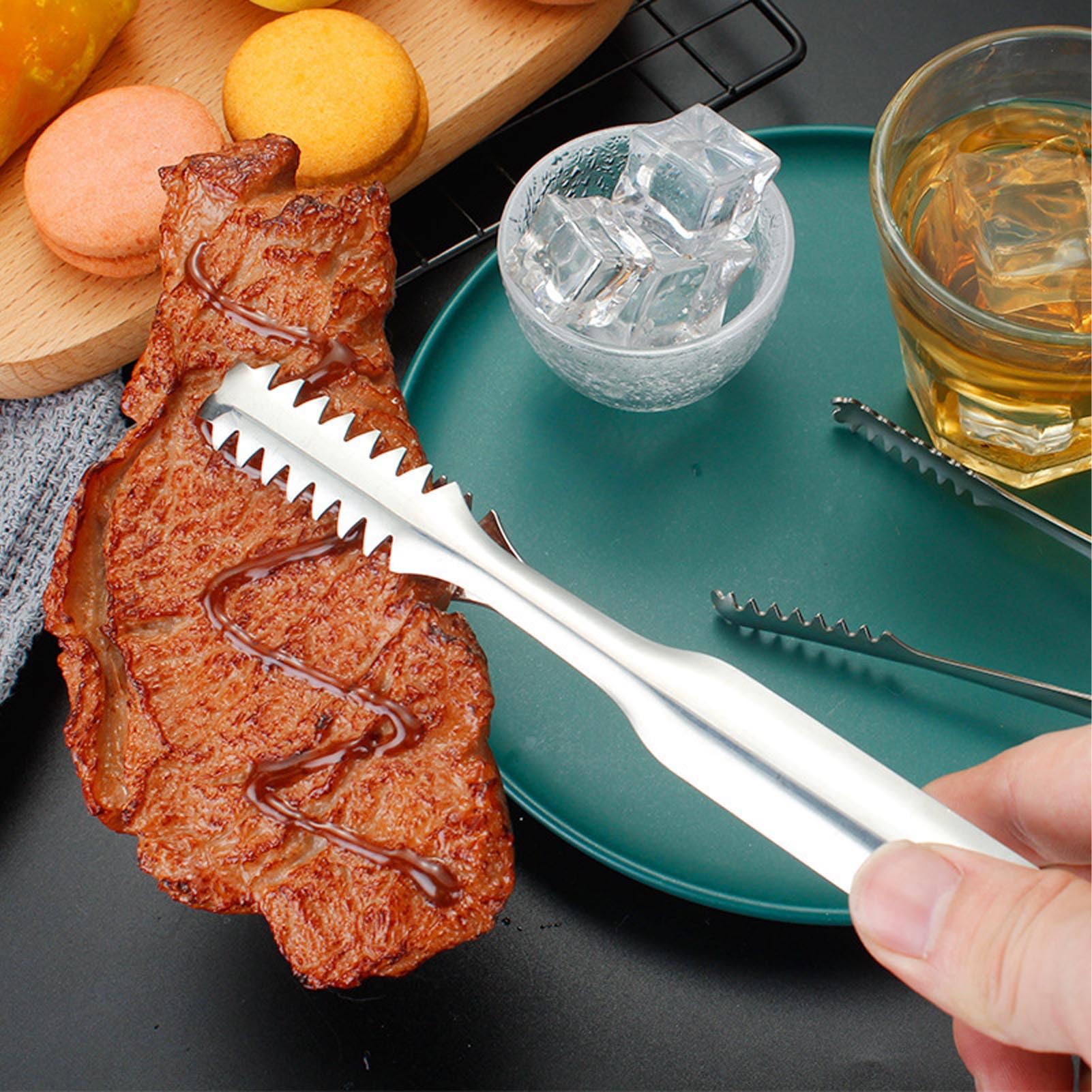 Pinzas para Hielo de Acero Inoxidable 17,6 cm, Pinzas Multiusos para Cocina, Parrilla y Barbacoa, Resistentes al Óxido