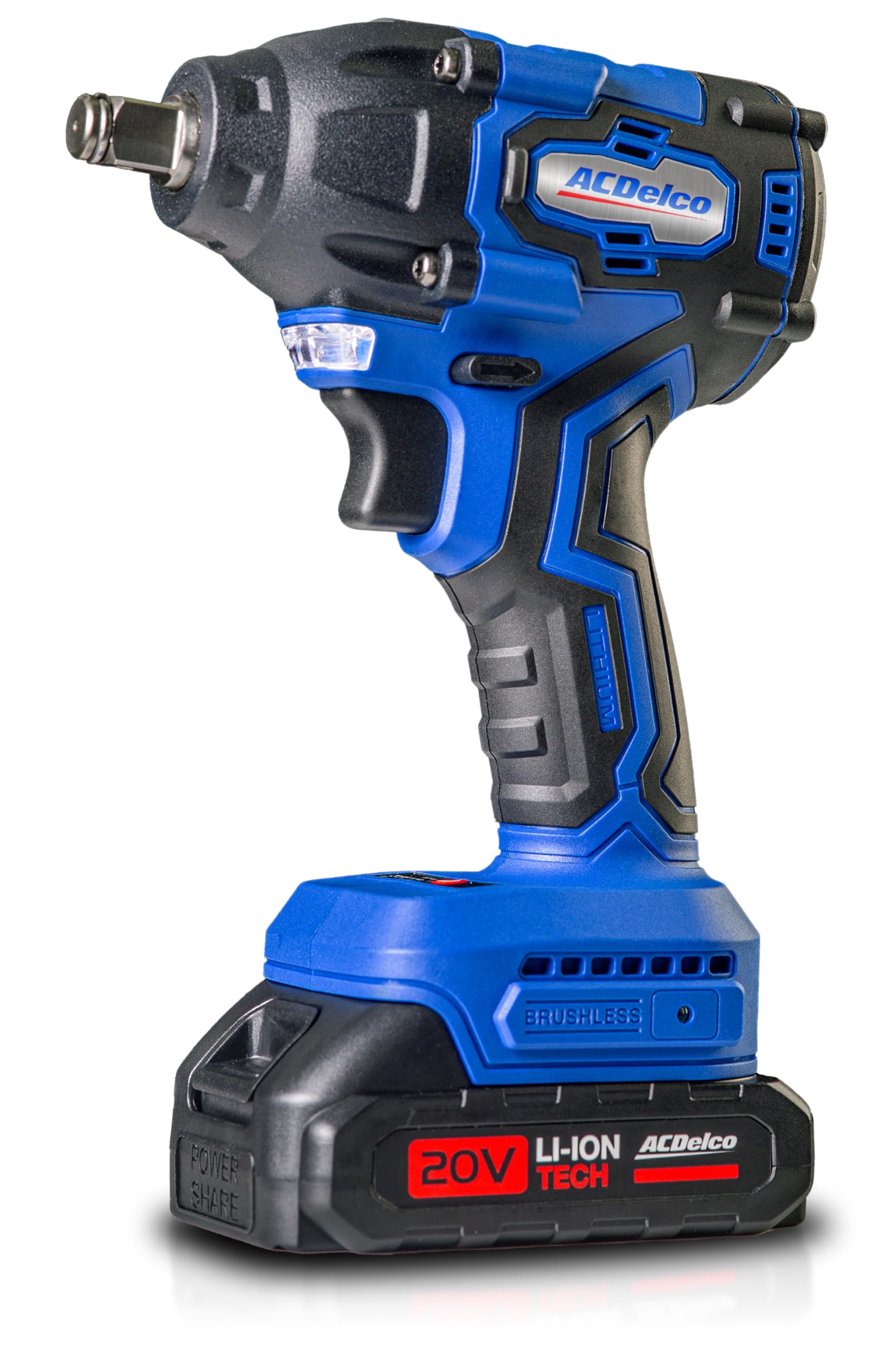 1/2" Square Cordless Impact Wrench, with 1500mAh 20V Battery and Charger, 2,800 RPM Brushless Motor, 340Nm Torque, 0-3,300 IPM, Accessories Included.
