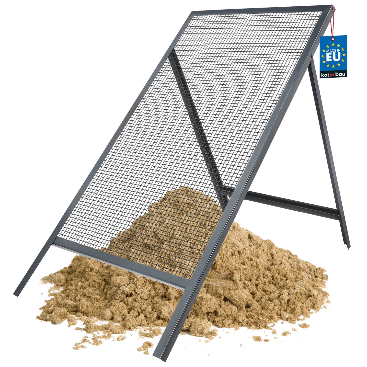KOTARBAU® Cribas de Arena - Cedazo Arena - 10 x 10 mm - Tamiz de Tierra - Acero - 60 x 120 cm - Gris - Criba de Compost - oporte Ajustable Robusto - para Jardín y Obra