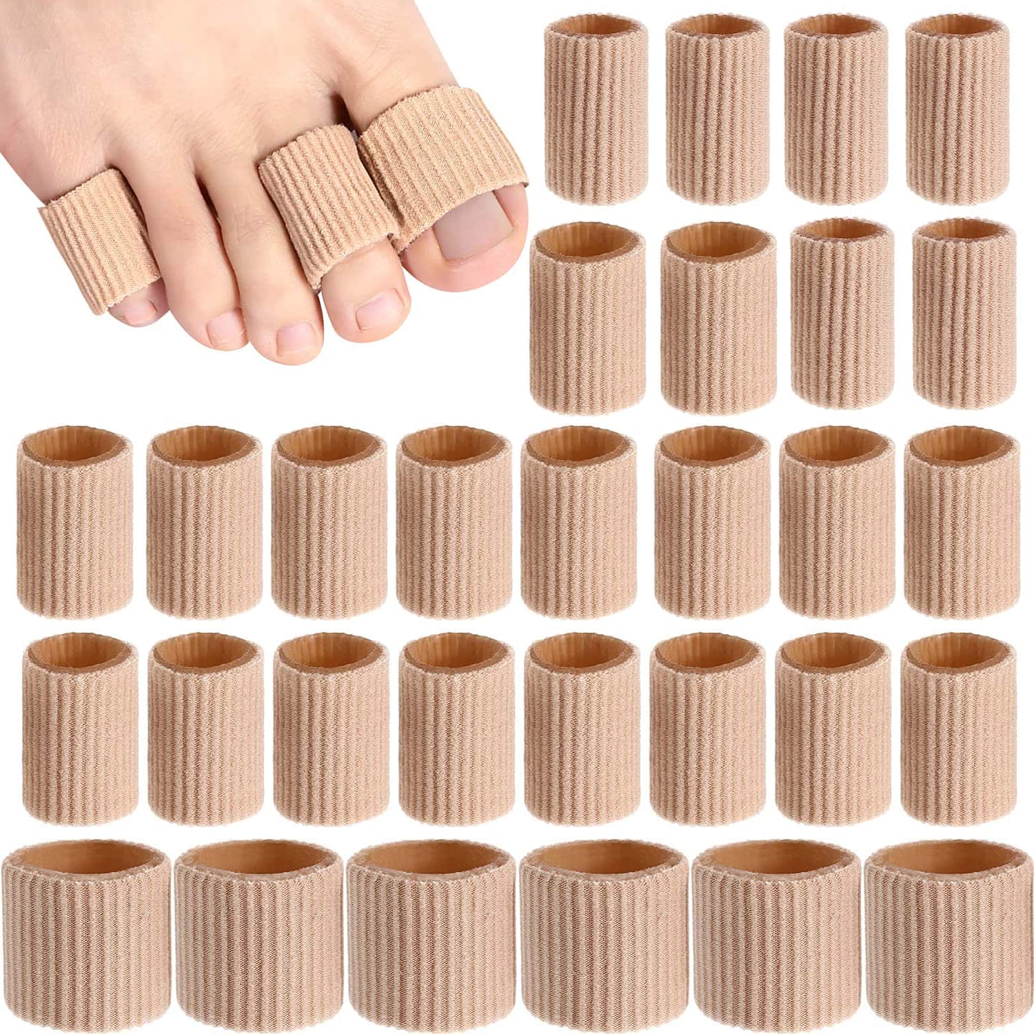 Tubos de cojín para los dedos del pie, protectores de gel suave para cojines de maíz, ampollas, callos, dedos de los pies y dedos (30 piezas)