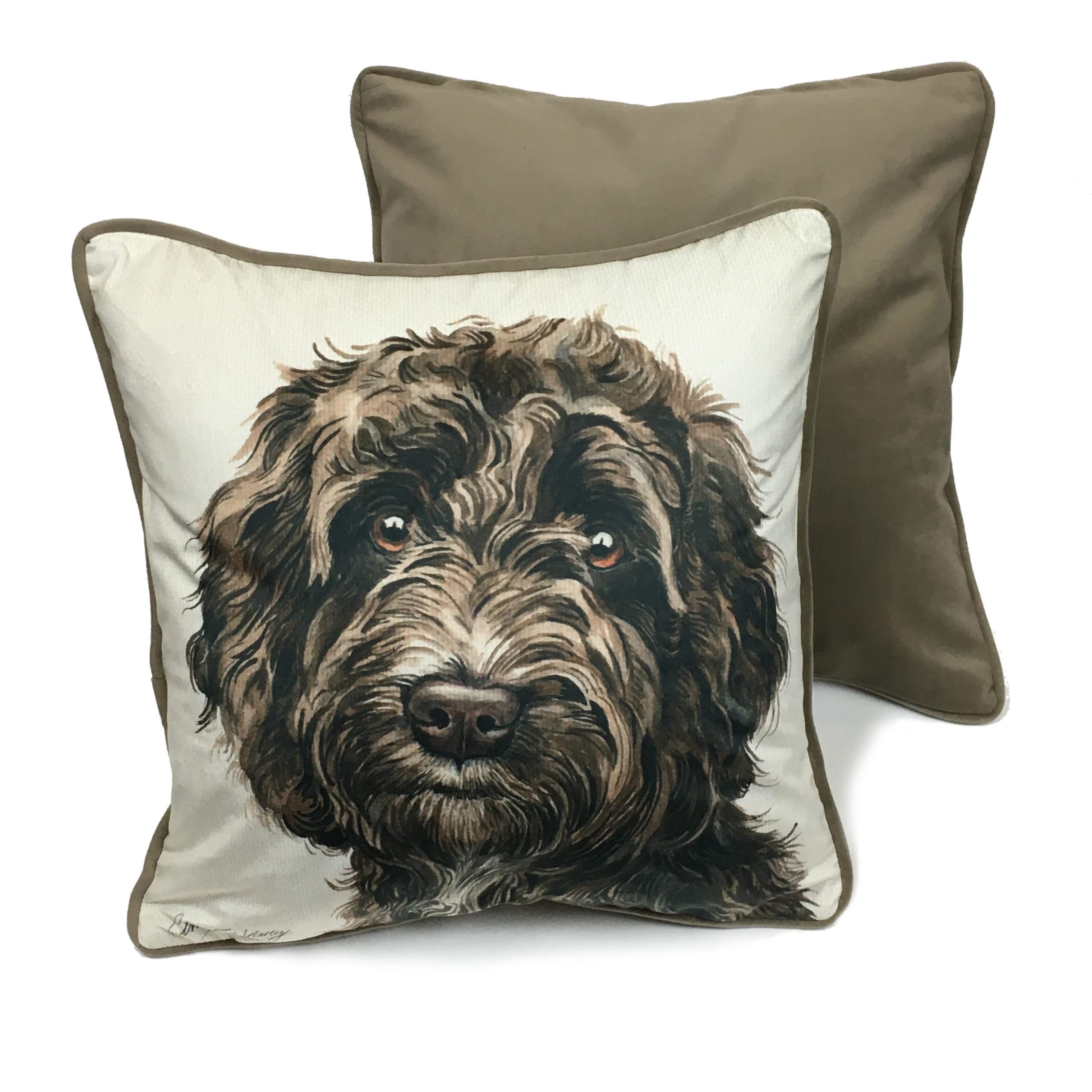 Waggydogz Brown Cockapoo Luxury Dog Cushion/Pillow By Christine Varley (Cus-Uk209)