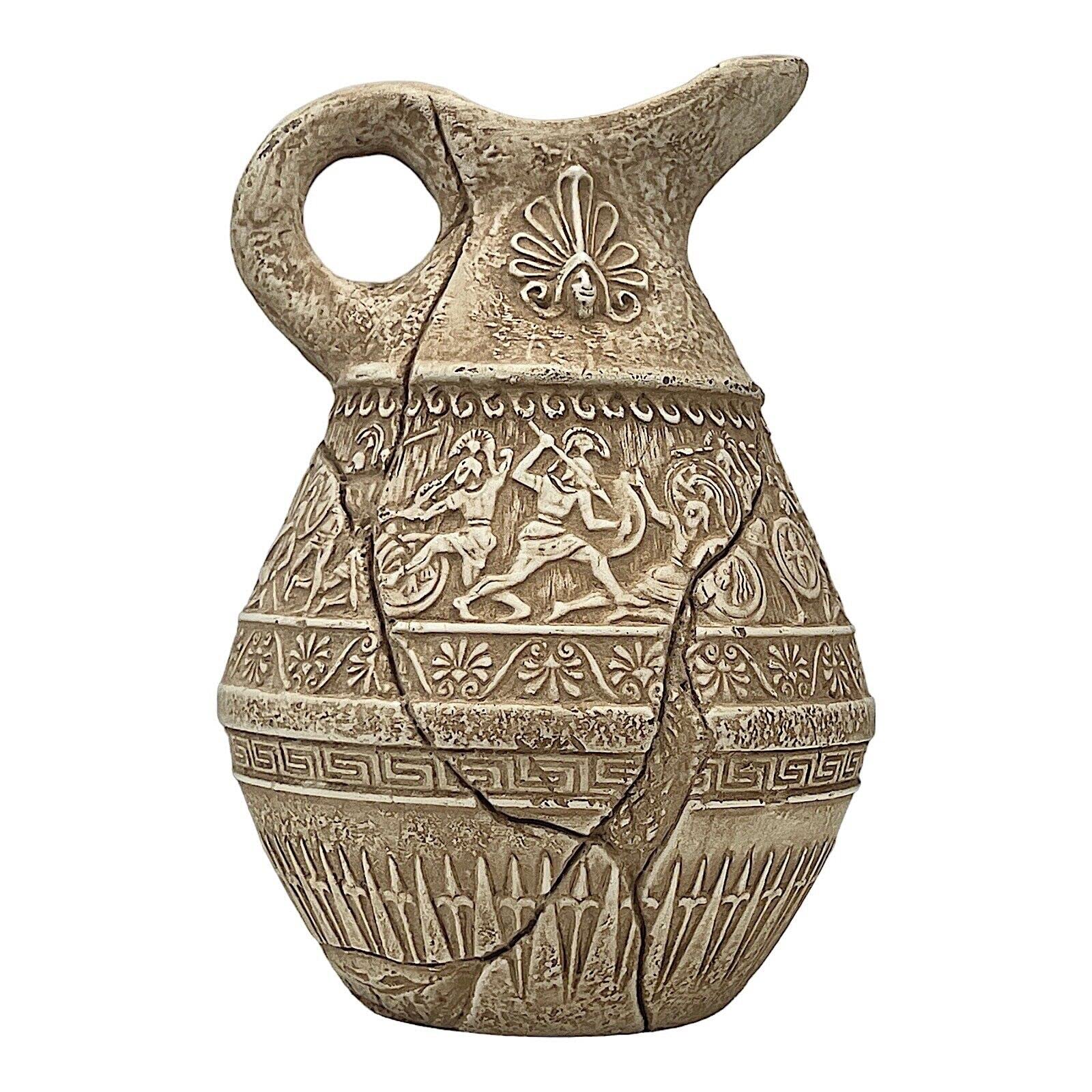 Jarrón de batalla de guerra en tarro de cerámica romana griega antigua decoración del hogar, terracota