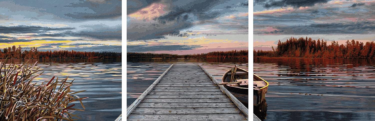 Schipper 609470754 "Sunrise by The Lake Paint by Numbers Triptych