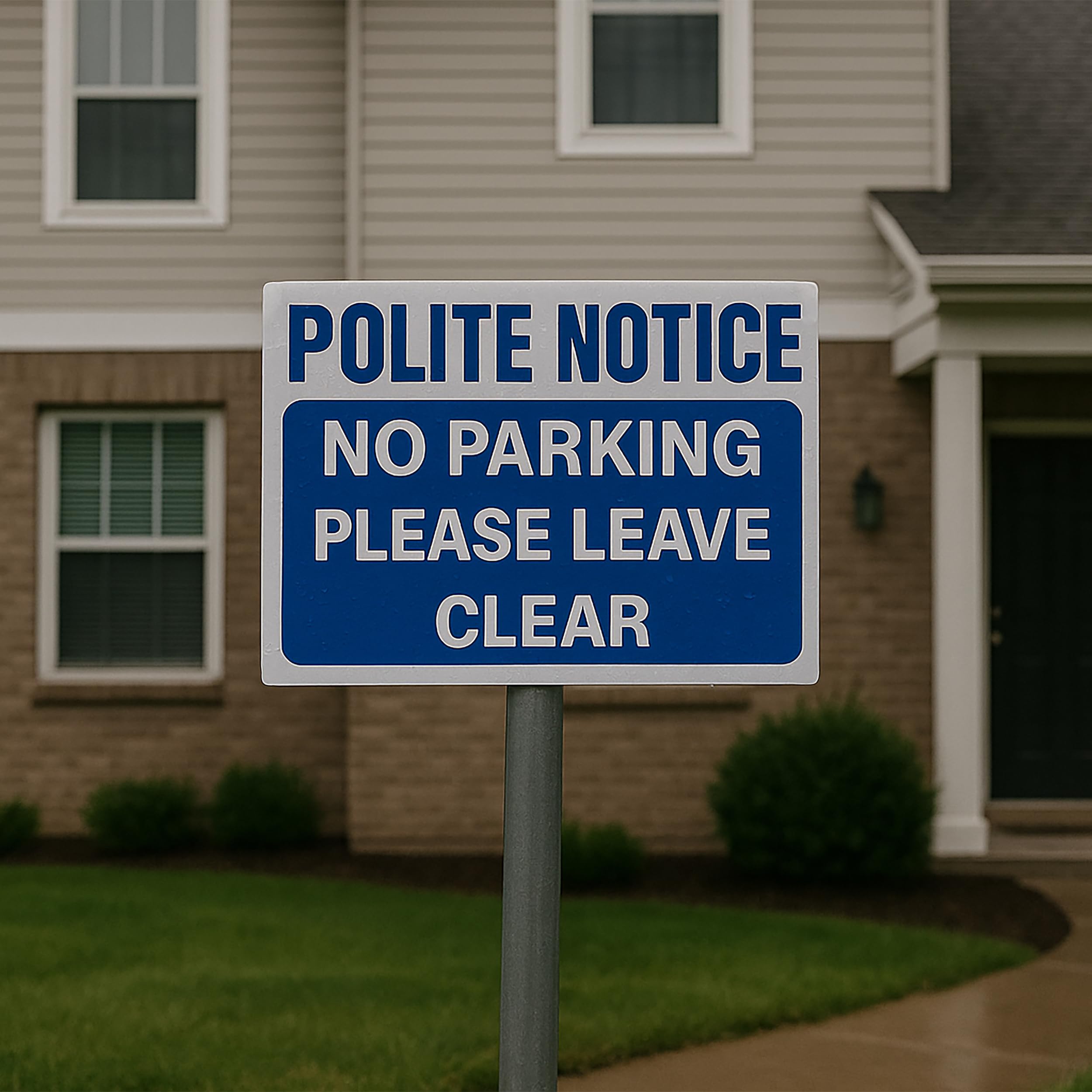 Polite Notice No Parking Please Leave Clear Sign, Durable Rust-Proof PVC, Weatherproof Outdoor Use, Multiple Sizes - Image 2