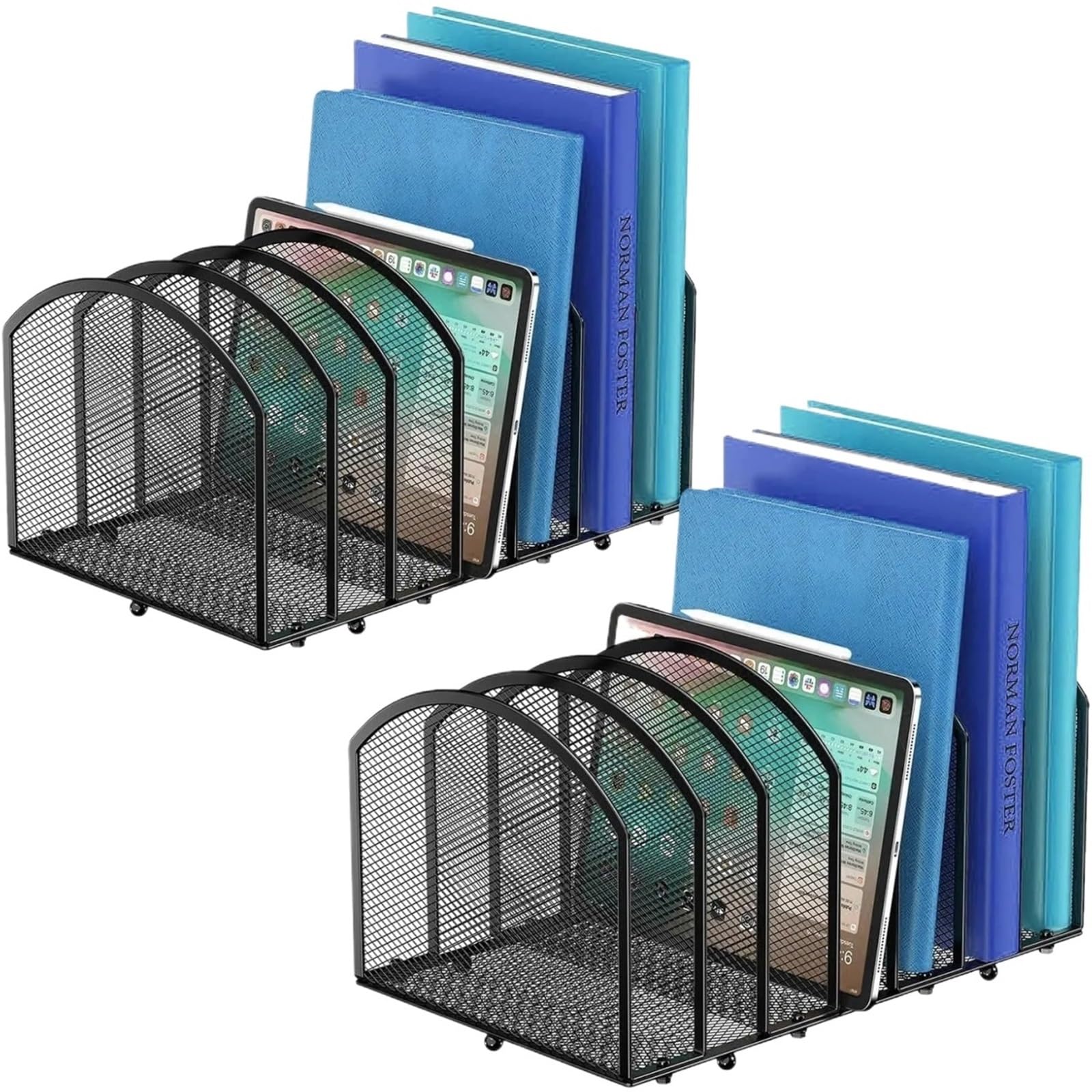 Stehsammler 7-teiliger Mesh-Desktop-Aktenorganisator, vertikaler Briefhalter for die Aufbewahrung im Büro und Zuhause