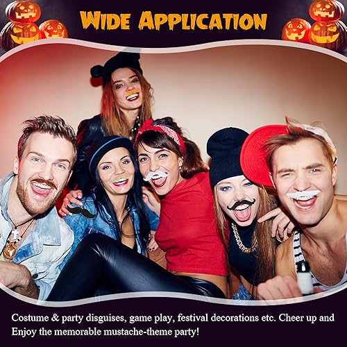 Miniatura 2 de 48 piezas de bigotes falsos, autoadhesivos, novedosos bigotes, fiesta de máscaras, suministros para fiesta de disfraces de Halloween