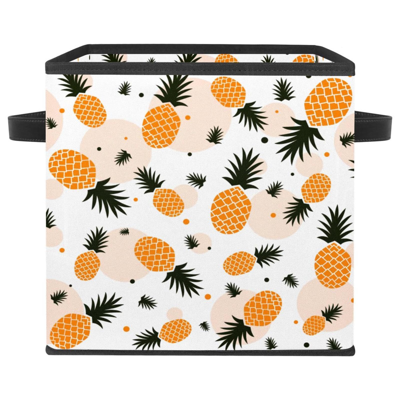 Panier de rangement en tissu ananas rétro cube pliable idéal pour la chambre