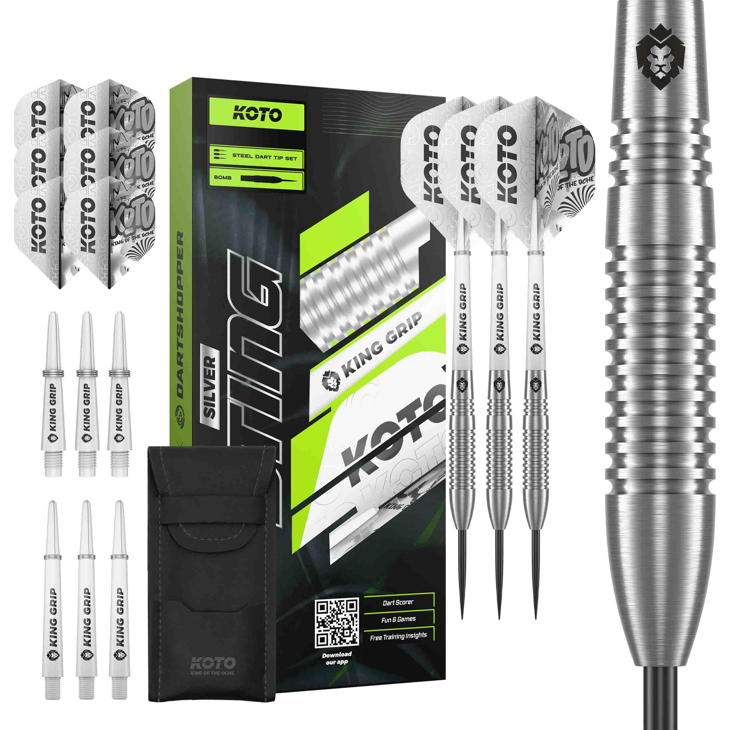 KOTO – Sting Silver Bomb, 90% Tungsten Darts, 23G, Ring-Grip, 44mm, Rzutki