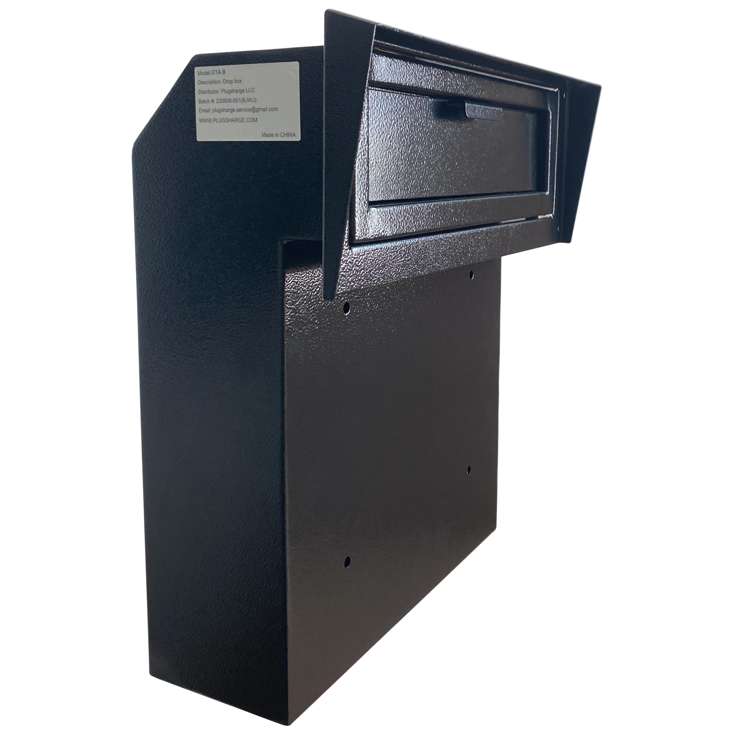 Locking Mailbox Drop Box with Rain Cover, Heavy-Duty Galvanized Steel, Door Mounted Secure Mailbox for Keys, Cash, Checks, Deposits & Letters – Safe Mail Drop Box for Home/Office, Black