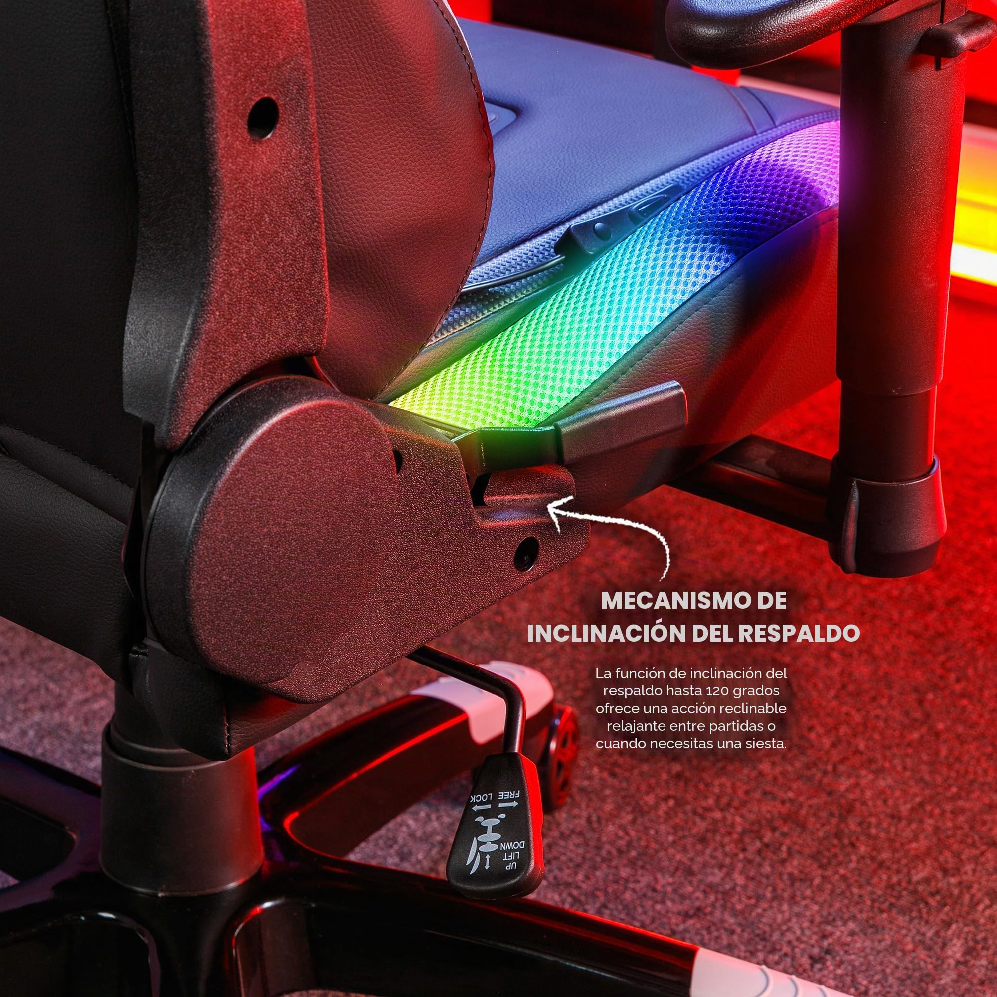 X-Rocker Agility RGB - Silla de computadora de carreras con luces para niños y jóvenes, silla de oficina giratoria ergonómica con respaldo alto, reposacabezas y cojín de apoyo lumbar, altura ajustable