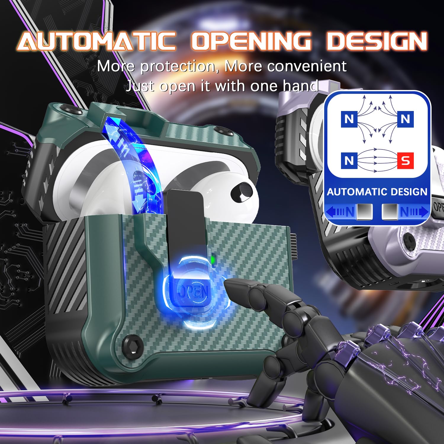 Amazon | R-fun Airpods 第 3 世代ケース 自動安全ロッククリップ付き