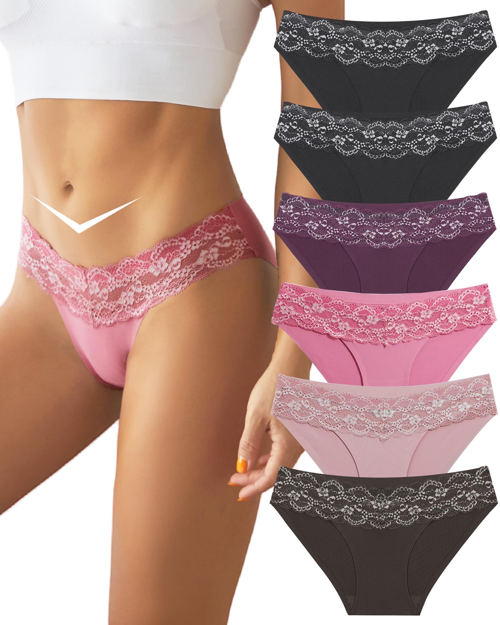 Which is Seamless Underwear for Women Sexy Lace No Show Bikini Cheeky Panties 6 Pack