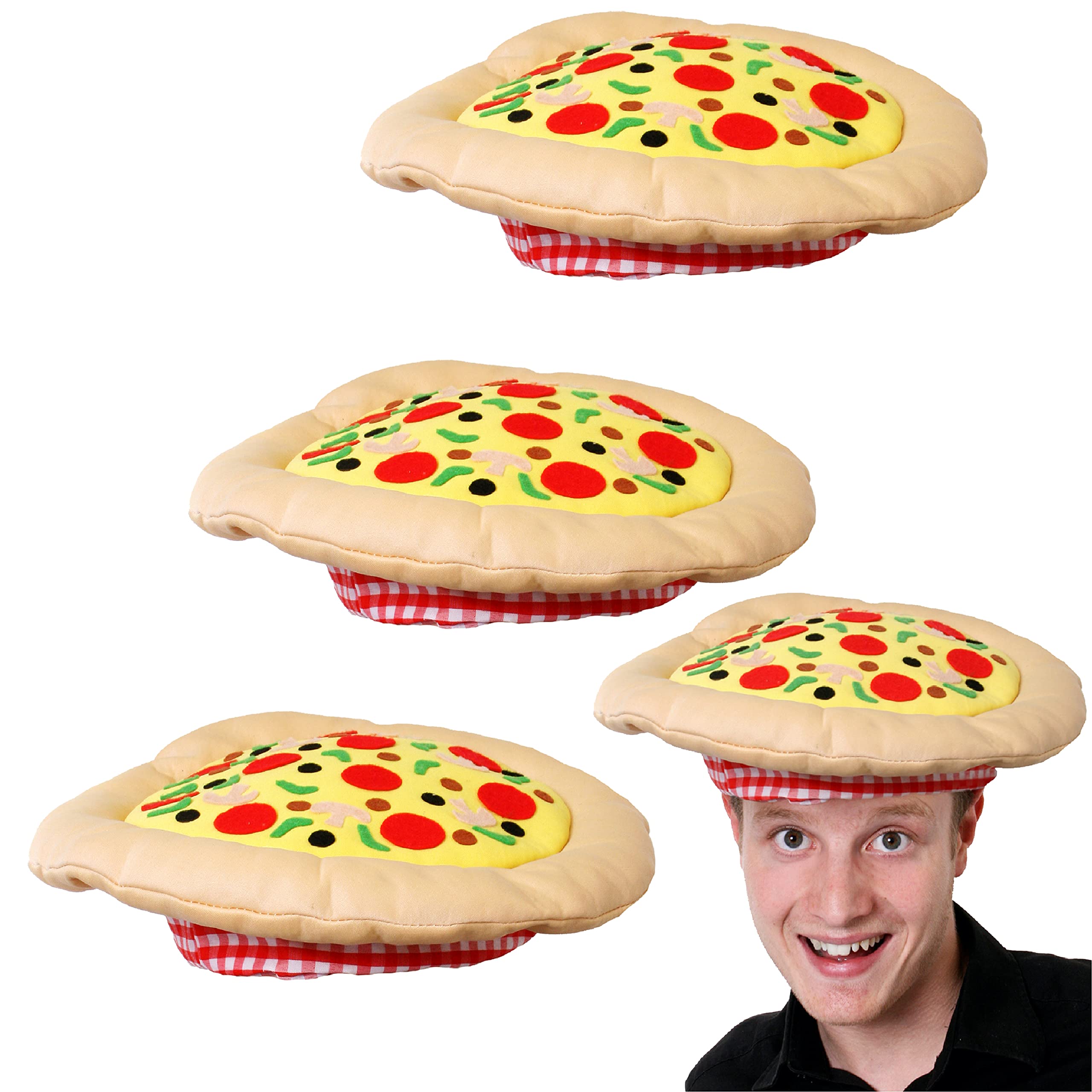Pizza Hat - Italian Pizza Hat Novelty Food Hat - Perfect for Fancy Dress Events Funny Costume Party Accessory - Pack Of 6
