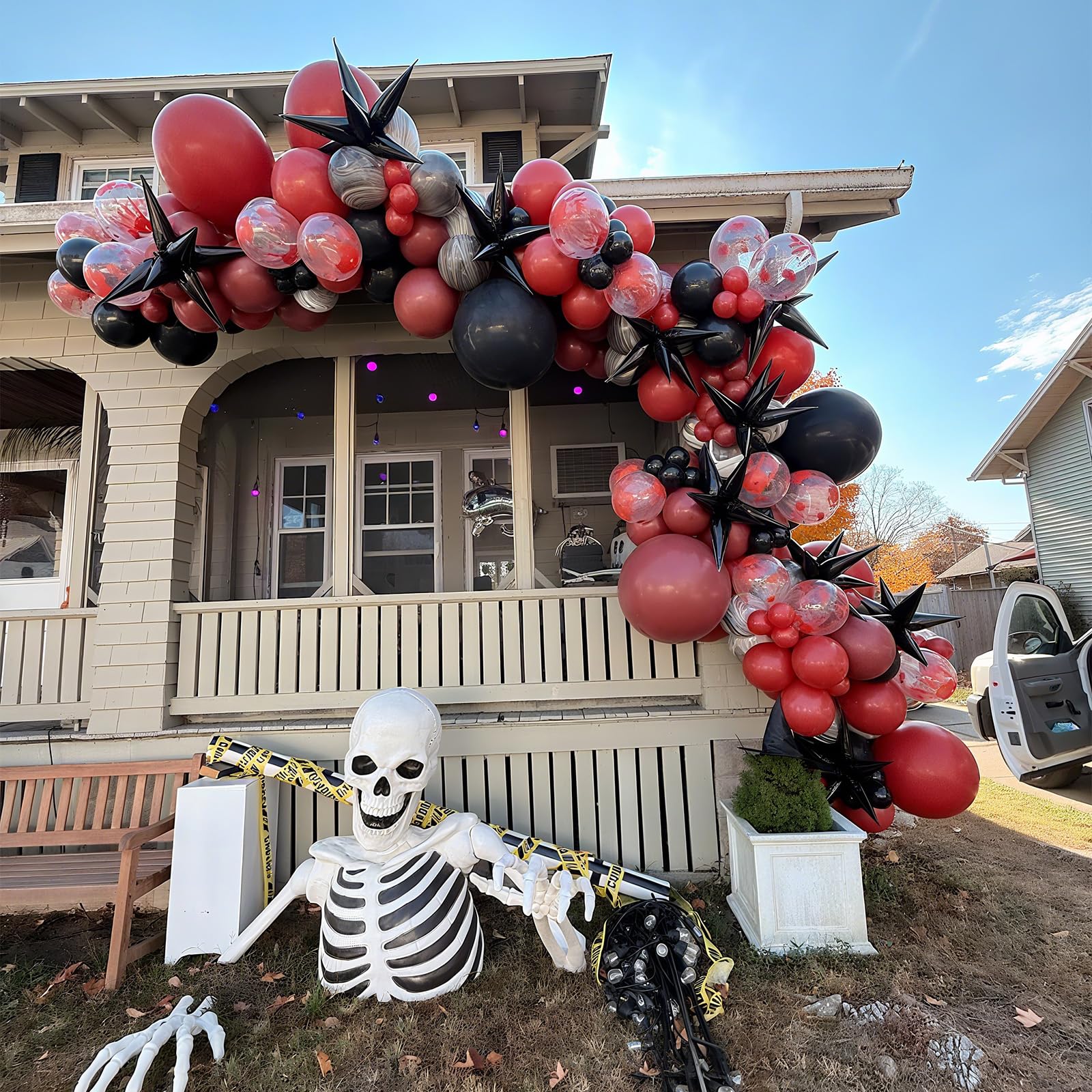 Zestaw łuku balonowego na Halloween, krwawe balony, girlanda, czarno-czerwony balon z horrorem, marmurowe, lateksowe balony na straszną straszną morderczą noc, duch, upiorny wampir, urodziny