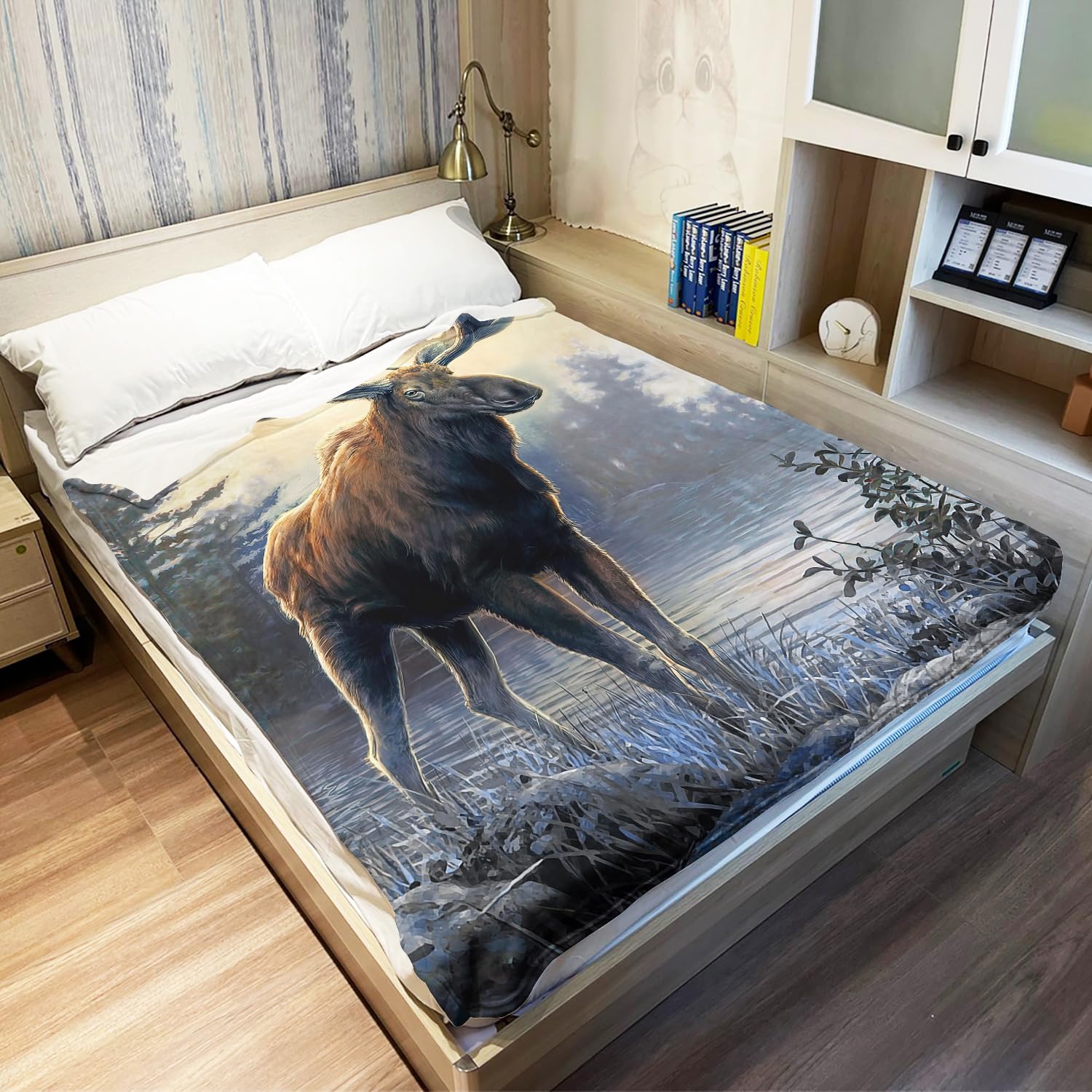 YISUMEI Decke 150x200 cm Kuscheldecken Sanft Flanell Weich Fleecedecke Bettüberwurf Nördliche Elche