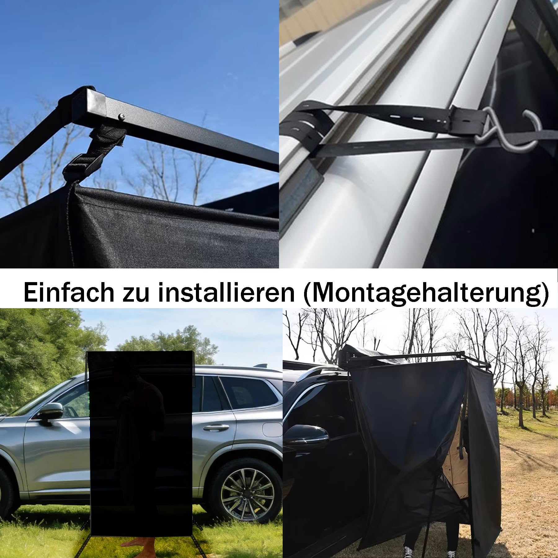 Schwarz Camping Dushzelt, 180X100X100CM Universal Outdoor Privatsphäre Campingdusche Abdeckhaube, Tragbare Wasserdicht Toilettenzelt für Wohnmobil Van, Montagehalterung Nicht Enthalten