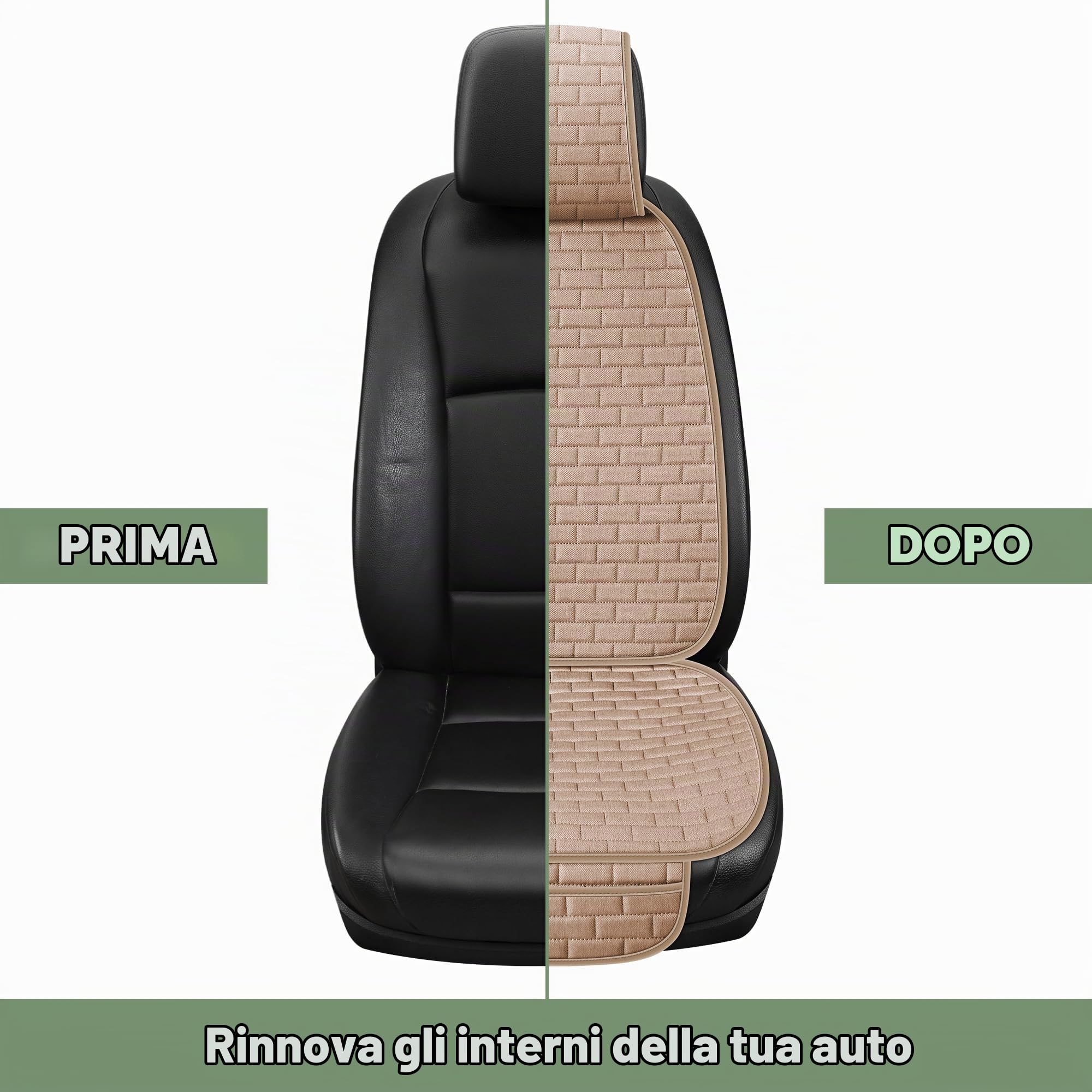 VarCozy Coprisedili per auto, in lino, traspiranti, anteriori, per auto, con protezione antiscivolo, per tutte le stagioni, coprisedili anteriori universali per auto, SUV, camion