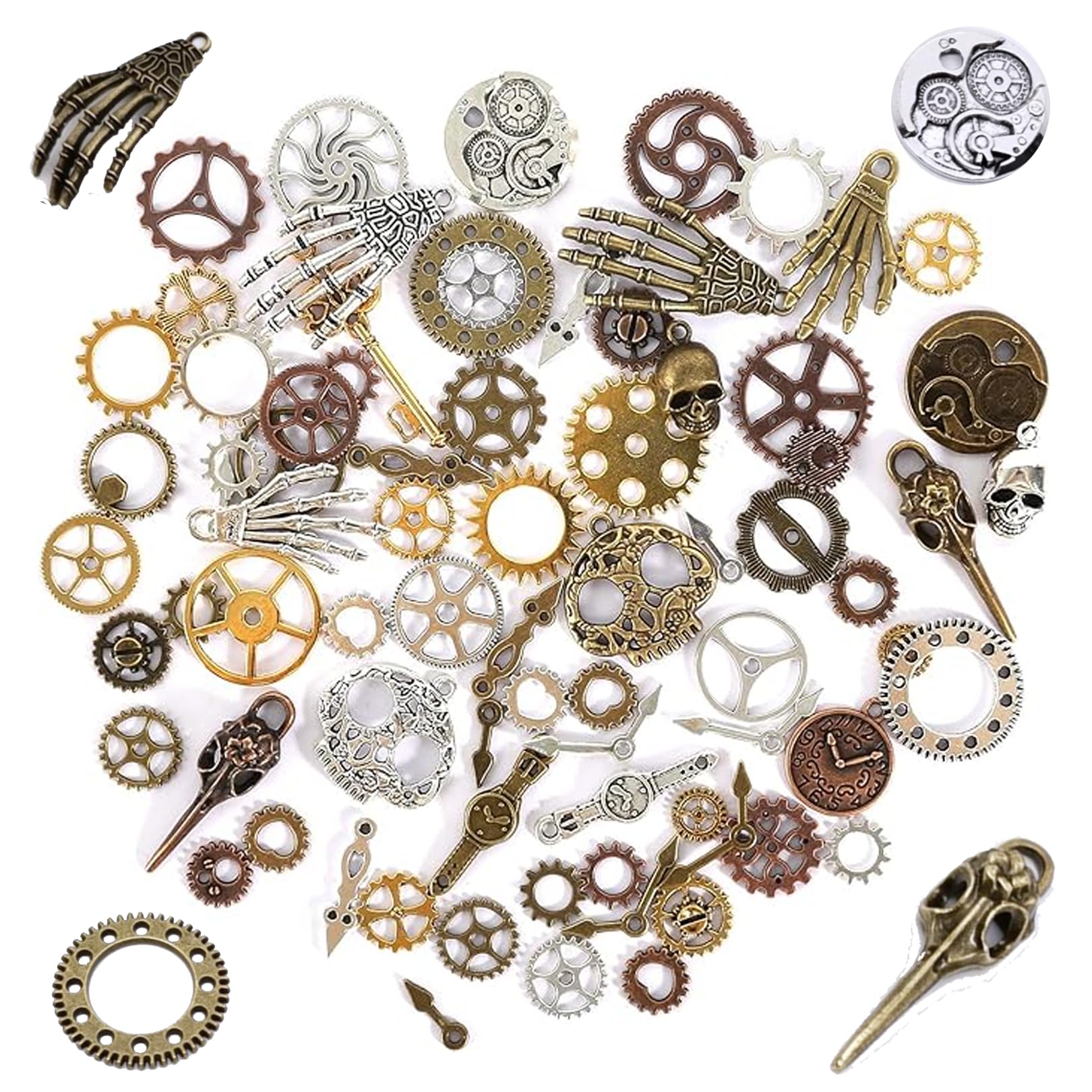 Oykrueats 76 sztuk akcesoriów do steampunk, dekoracja w stylu vintage, steampunk, zawieszka z zębatką w stylu vintage, antyk szkielet, akcesoria do rzemiosła, produkcji biżuterii, akcesoria, no,