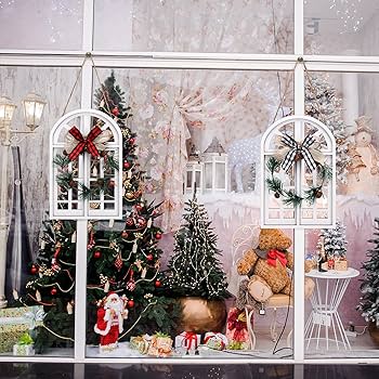 Rustic christmas window decor Clearance