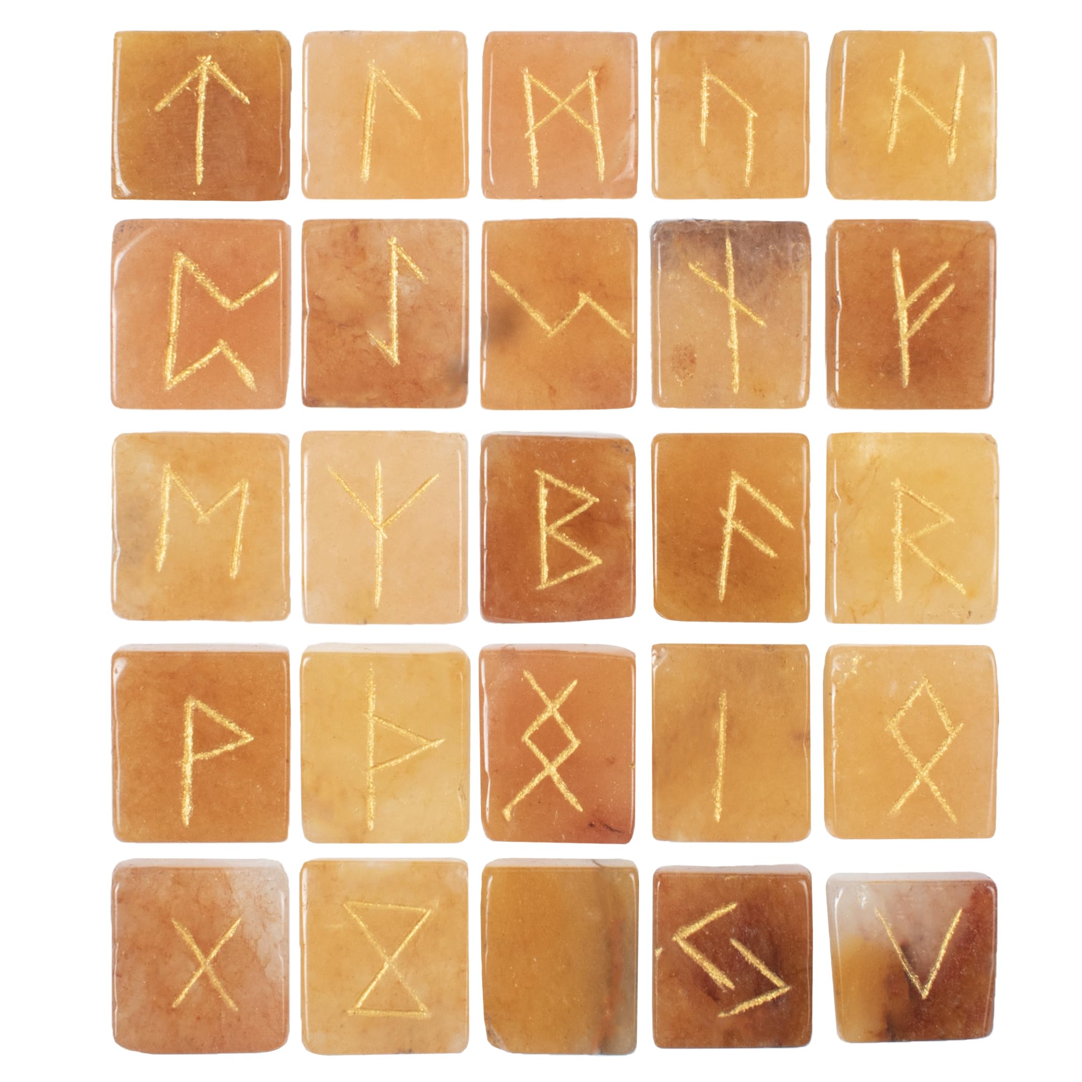 Amazon.com: Yellow Aventurine Runes Crystal Rune Stones Set 25Pcs Elder ...