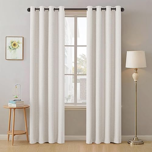 Timeles Cortinas 100% opacas para ventana, 84 pulgadas de largo, para sala de estar, cortinas de lino texturizado, cortina plisada con ojales Timeles Cortinas 100% opacas para ventana, 84 pulgadas de largo, para sala de estar, cortinas de lino texturizado, cortina plisada con ojales