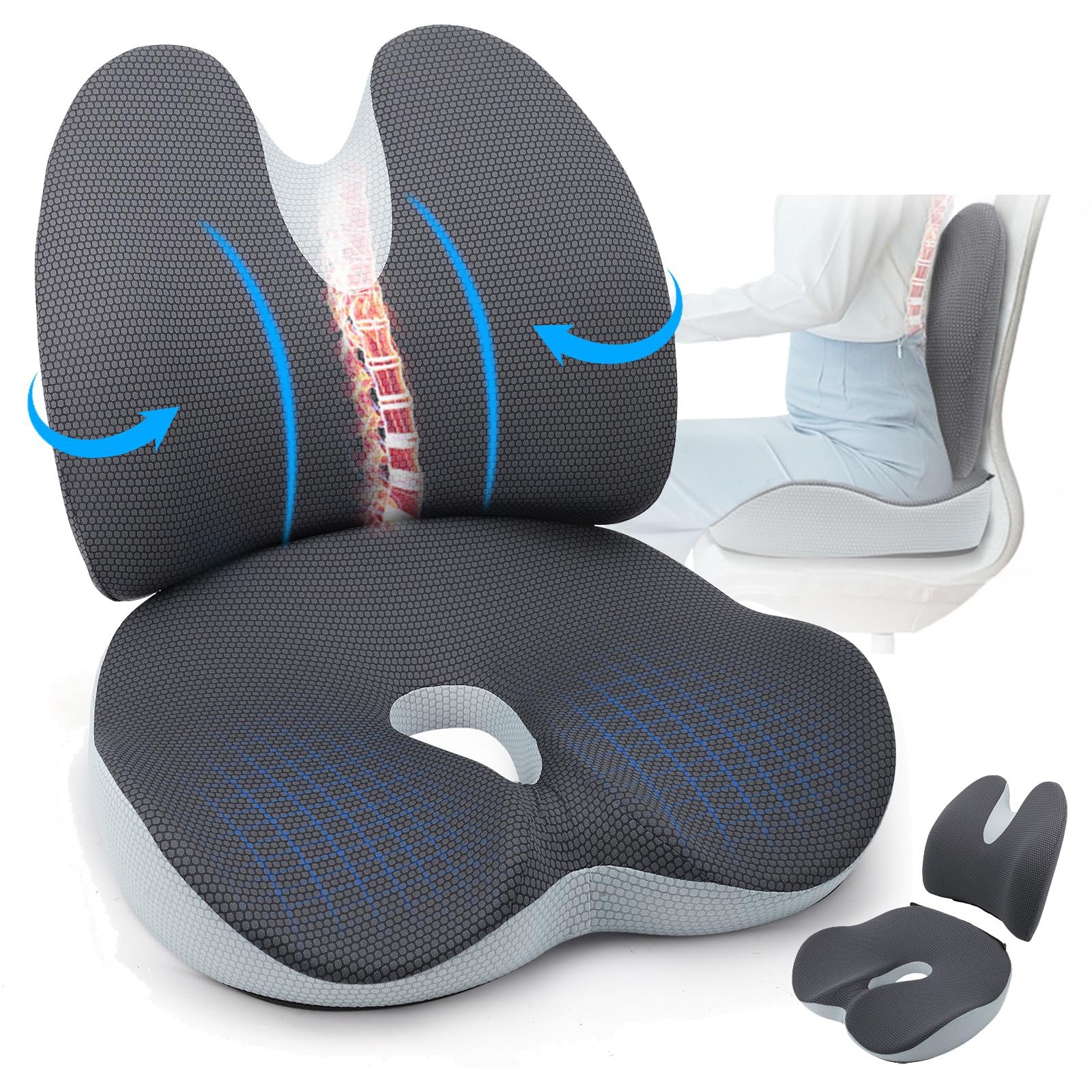 Coussin Coussin De Siège En Mousse à Mémoire Coussin Ergonomique Pour Bureau Voiture Fauteuil Roulant 98862611