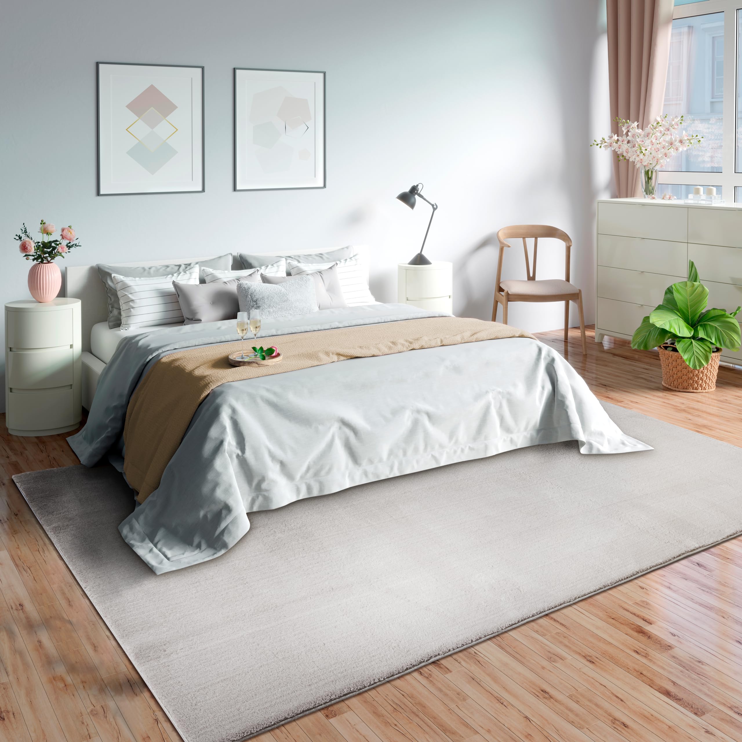 Mia's Teppiche Olivia Living Room/Bedroom Rug - washable - Sand - 80 x 150 cm