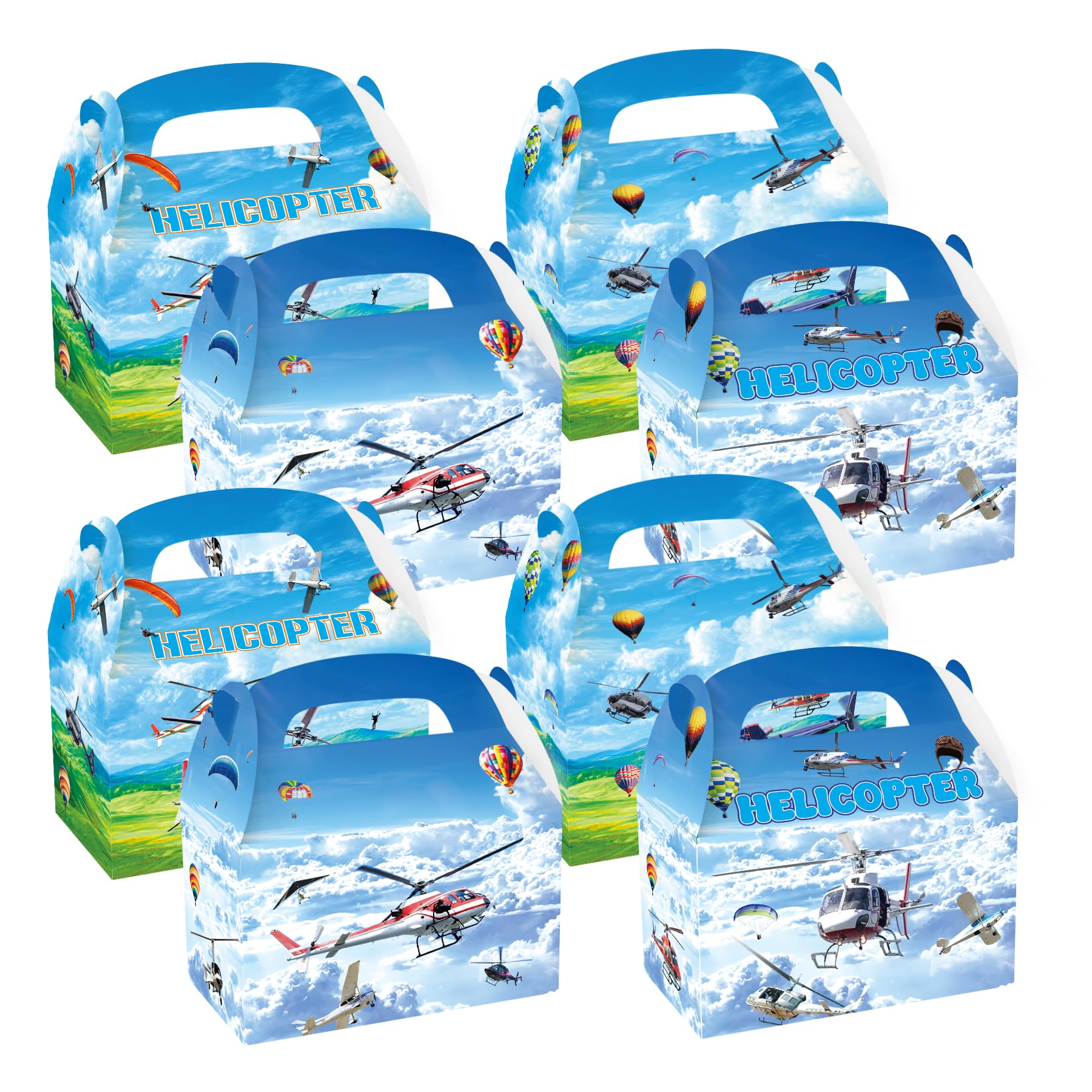 POMNUG 12 Pack Helicopter Party Boxes Helicopter Birthday Party Supplies Airplane Goodie Bag Treat Bag Gift Bags Candy Bags