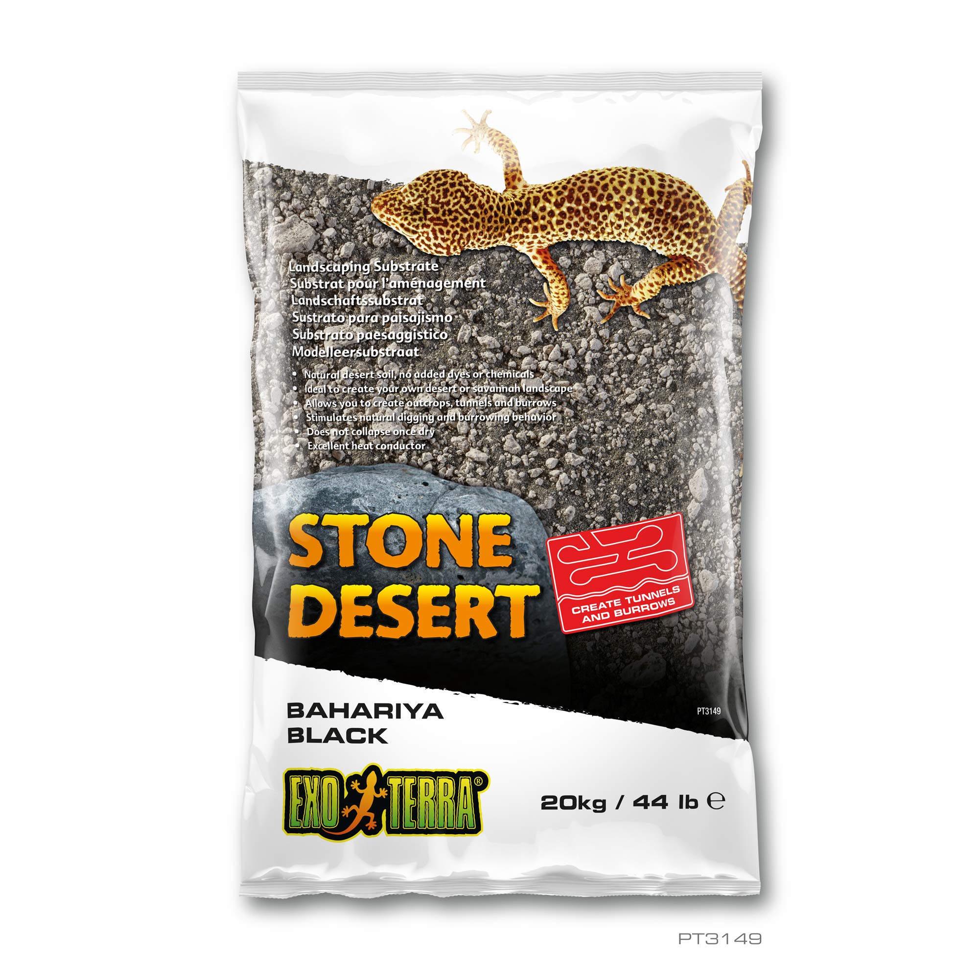 Exo Terra Bahariya Black Stone Desert Sol désert pour Terrarium malléable Noir 20 kg