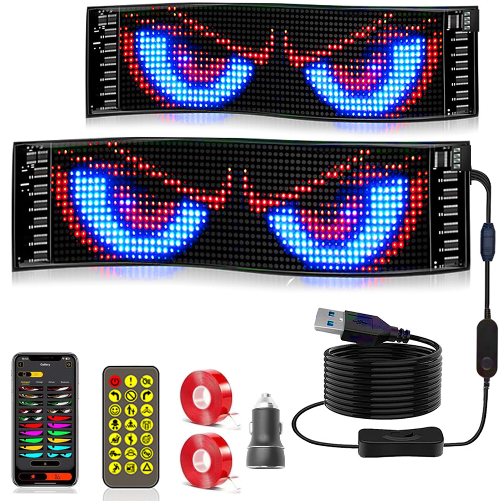 Lightride Devil Eyes For Car Windshield - Animated LED Screen 23.6x4 ...