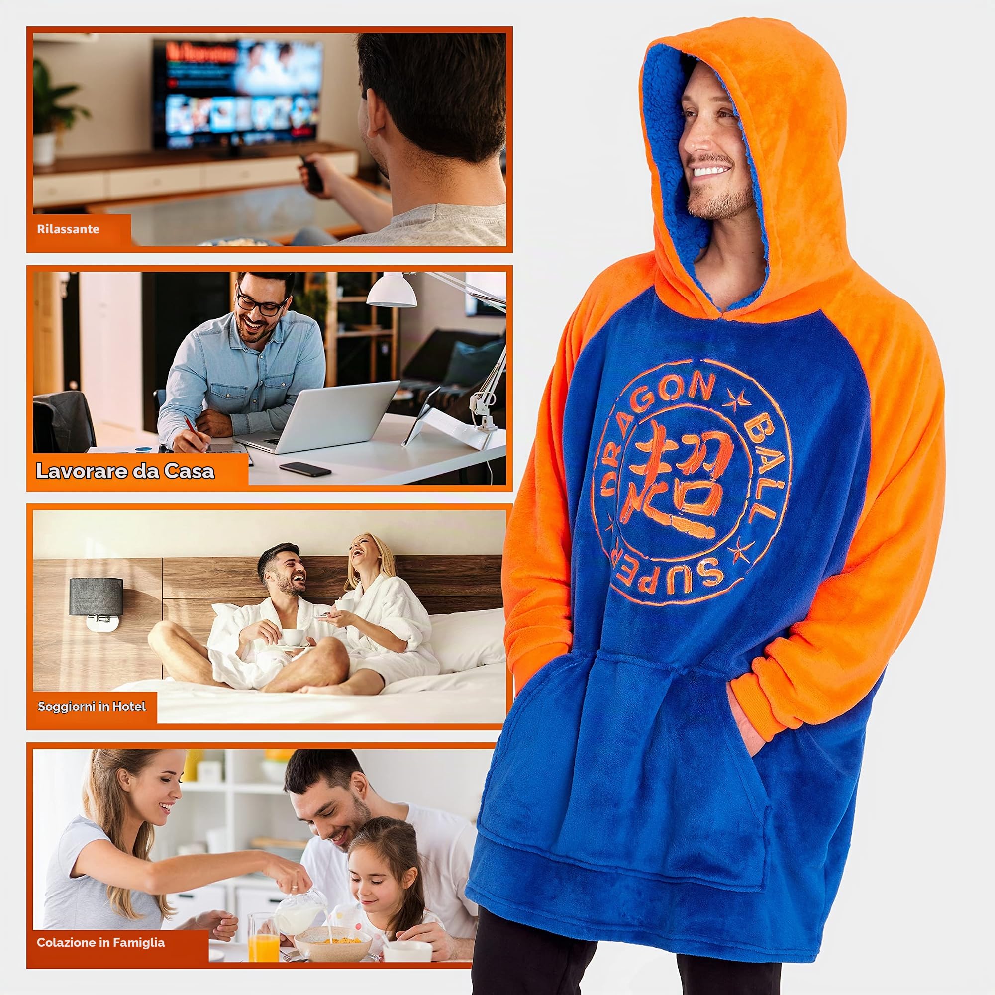Dragon Ball Z Felpa Uomo con Cappuccio - Felpe Oversize Uomo Ragazzo in Pile