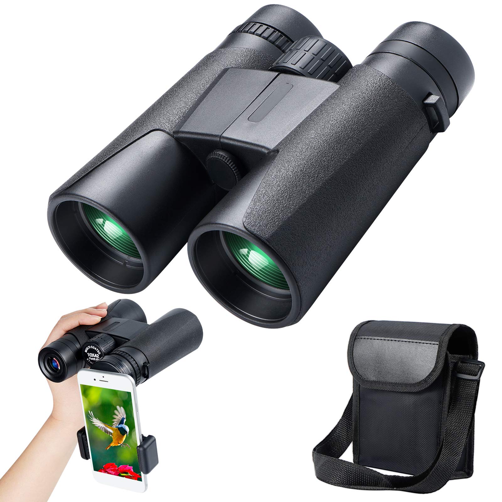 Binocolo 10x42 HD for adulti e bambini, binocolo da caccia impermeabile con obiettivo BAK4 Prism FMC, binocolo portatile e compatto for birdwatching, caccia, concerti, viaggi, regalo for la festa del