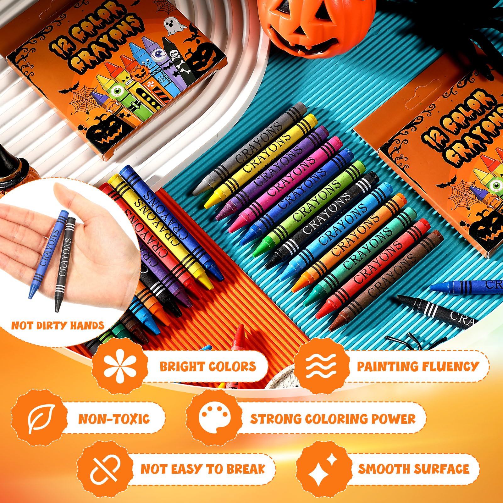 Amazon.com: Watersay 28 Packs 12 Colors Crayons Bulk Halloween
