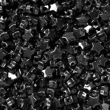 Star Beads Black Opaque 13mm Pony Beads Large Hole Made in USA B07859