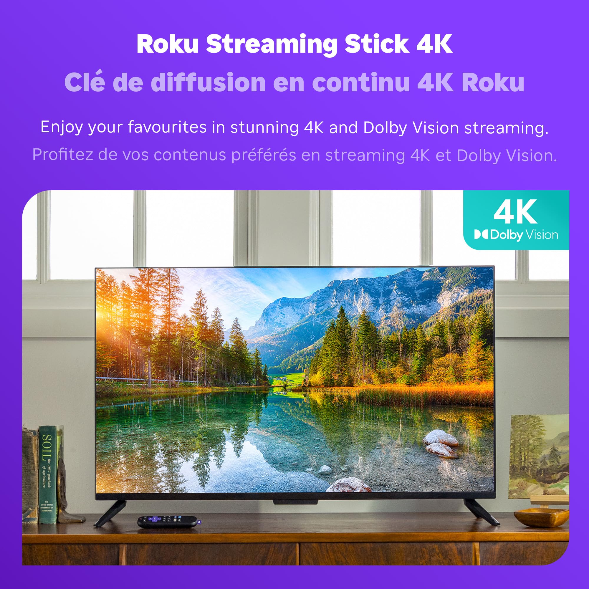 Roku Streaming Stick 4K 2022 (Official Manufacturer Product) | Streaming Device 4K/HDR/Dolby Vision with Voice Remote with TV Controls and Long-Range Wi-Fi